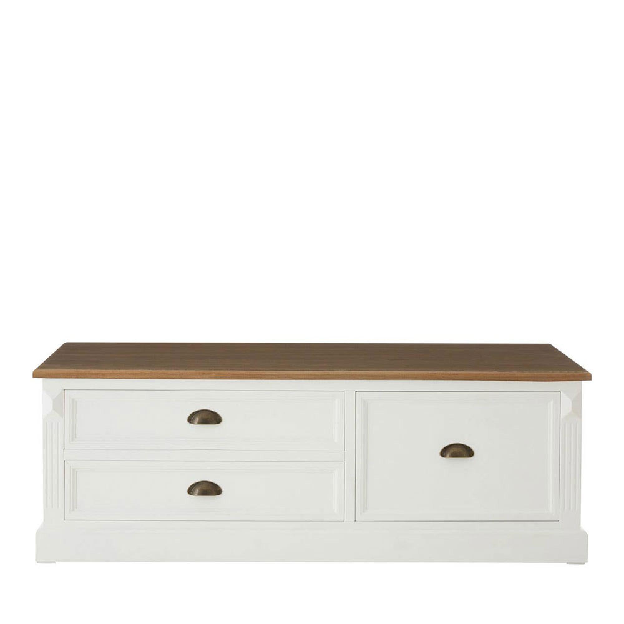 Hardwick Coffee Table - White Wood - 3 Drawer - Low