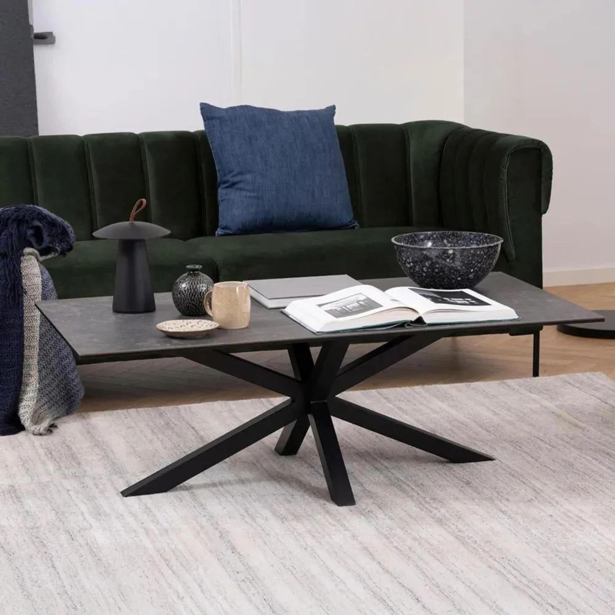 Heaven Coffee Table - Black Ceramic - with Star Legs