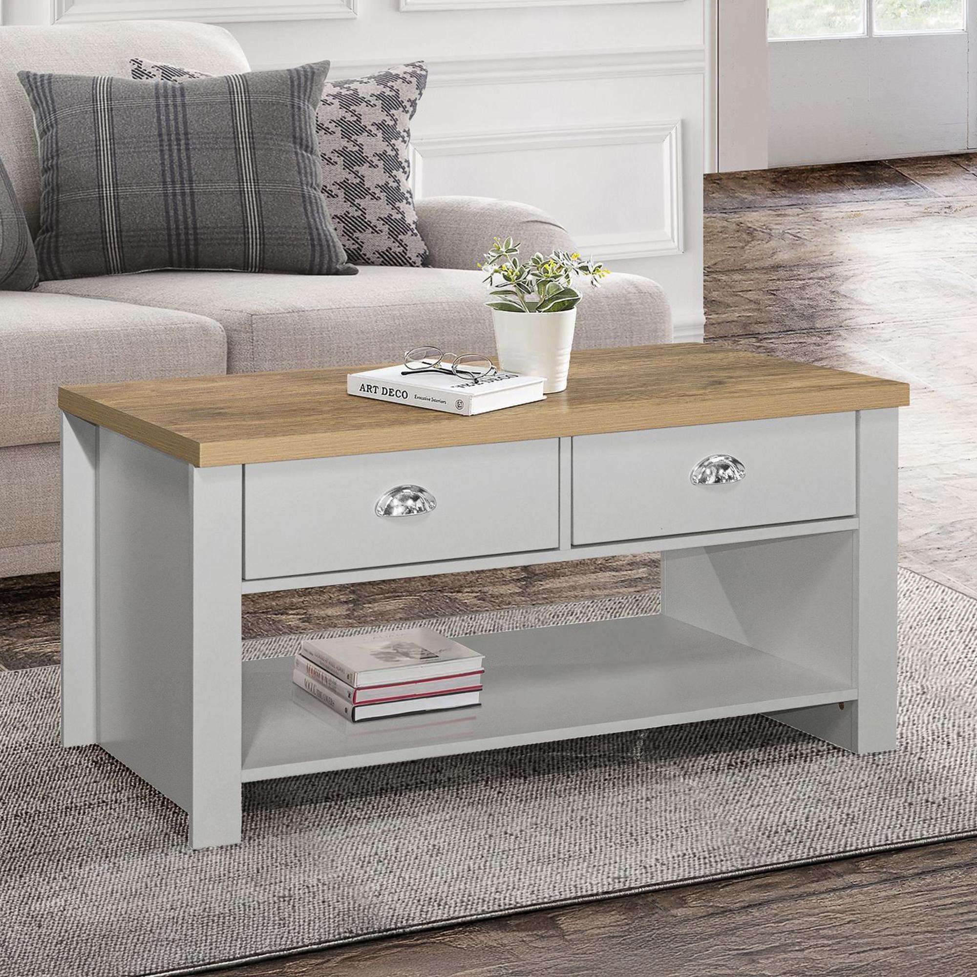 Highgate Coffee Table - 2 Drawer - Grey Painted