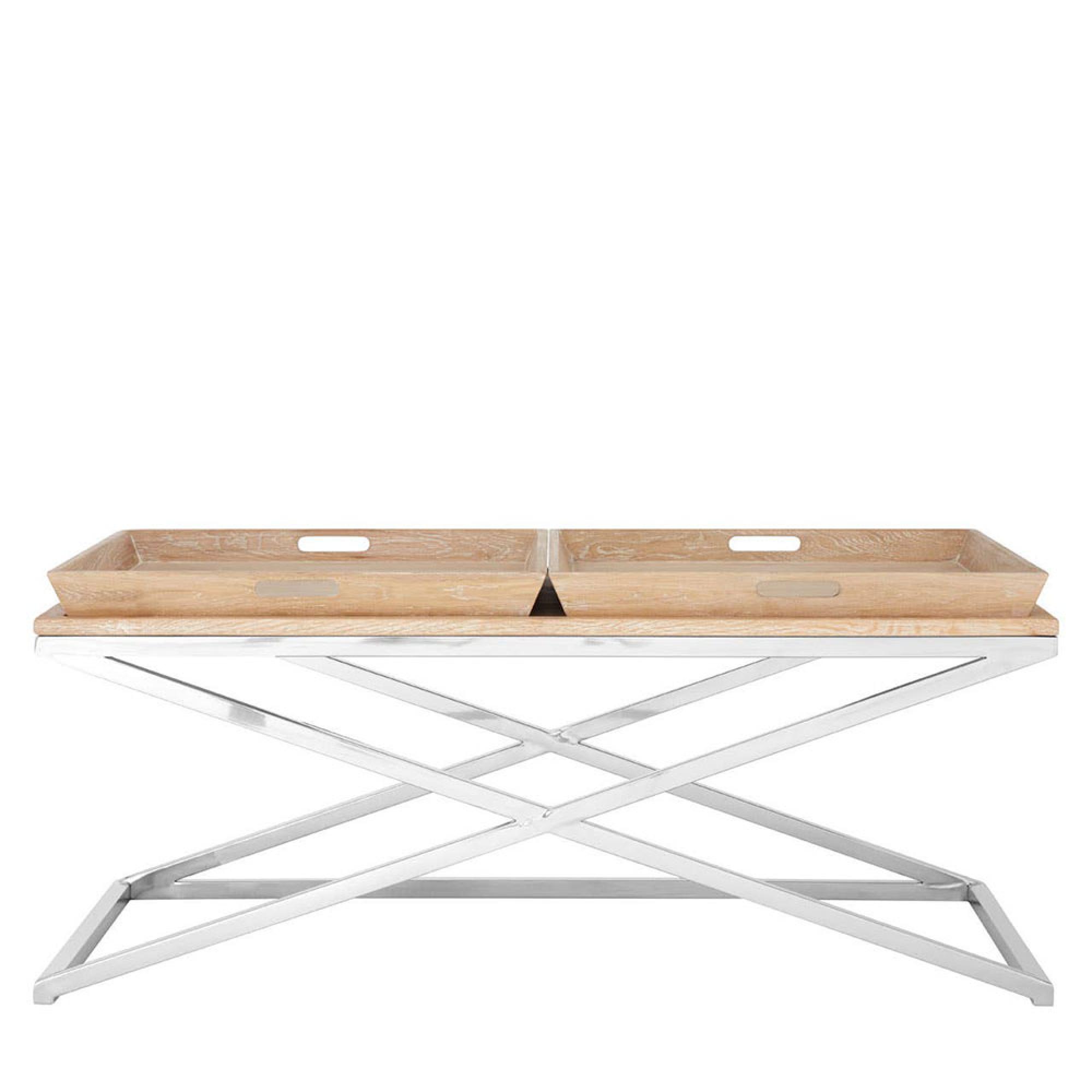 Holland Coffee Table - Oak and Silver Metal
