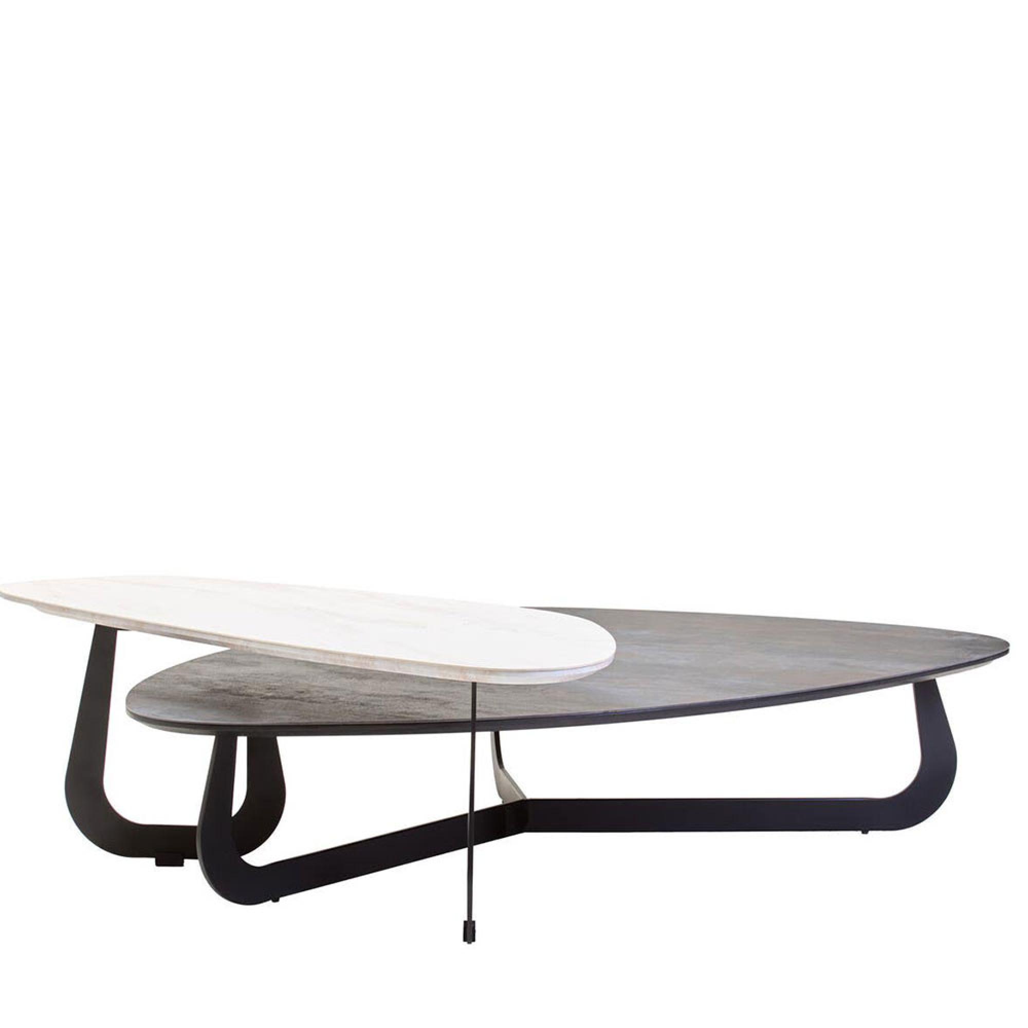 Imperia Coffee Table - 2 Tier - Triangular - Large - Grey Ceramic
