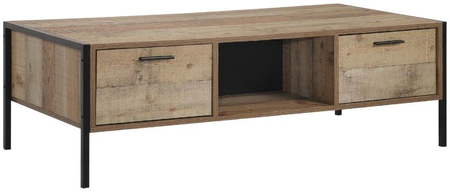 Industrial Coffee Table - Rustic Oak Effect