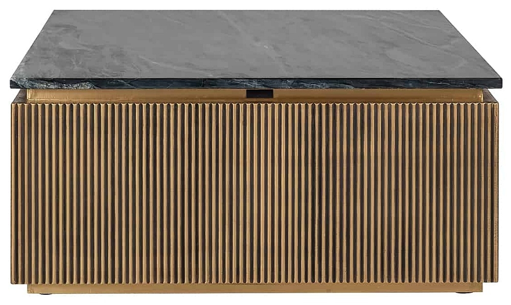 Ironville Brass Ribbed Square Coffee Table