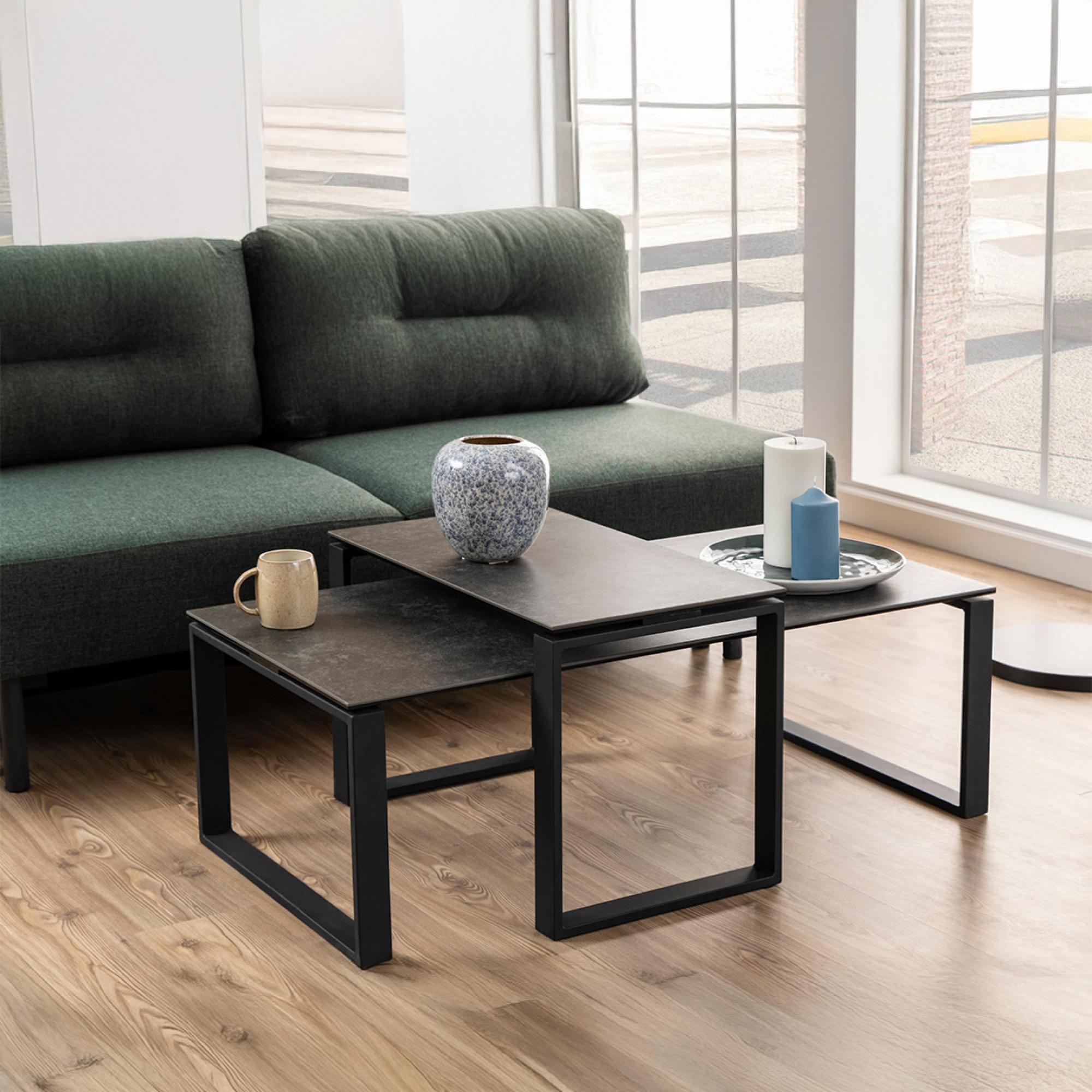 Katrine Coffee Table - Black Ceramic - Set of 2