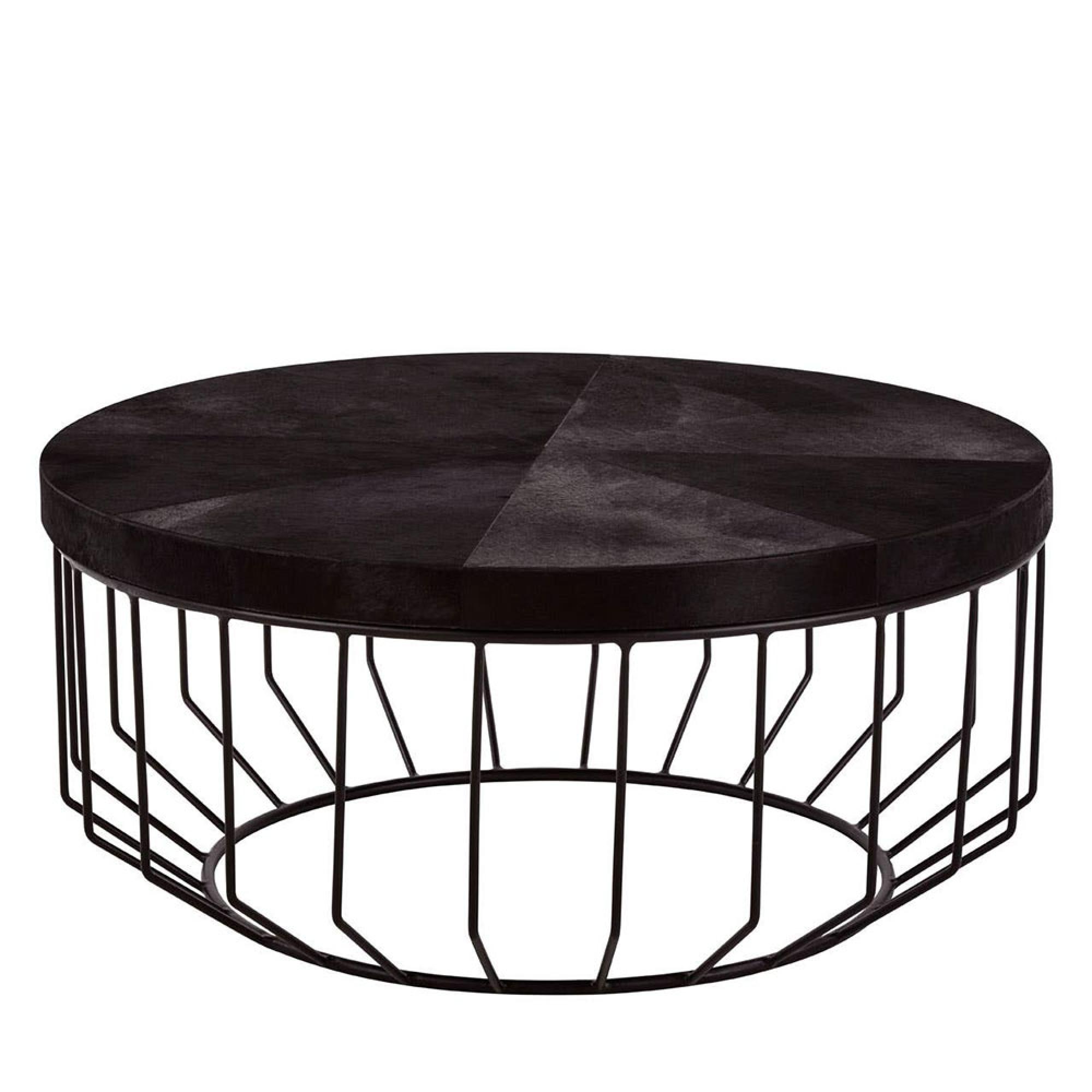 Kensington Townhouse Coffee Table - Round - Black Faux Fur