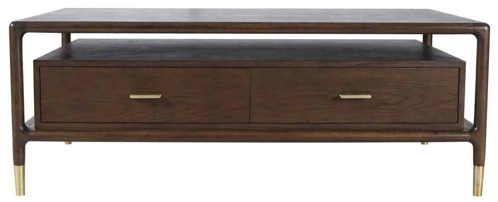 Lafe Coffee Table - 2 Drawer - Walnut