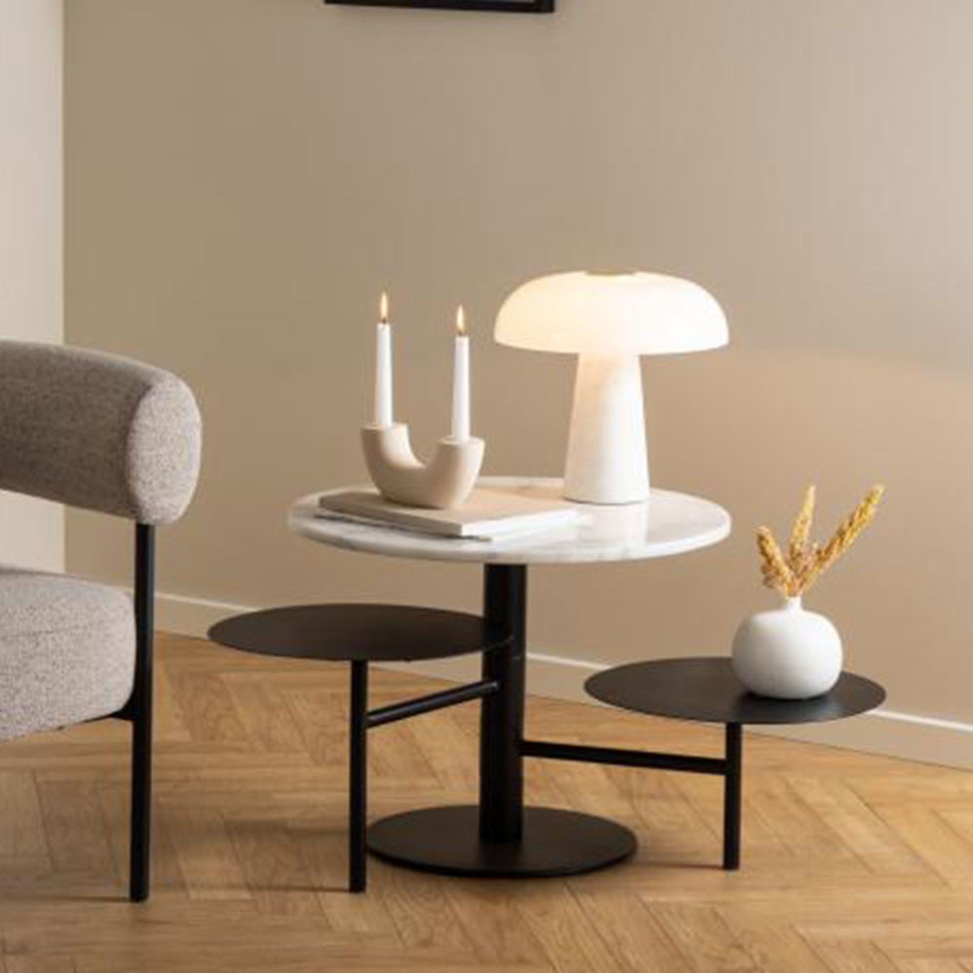 Lahti Coffee Table - 3 Tier - Round - White Marble