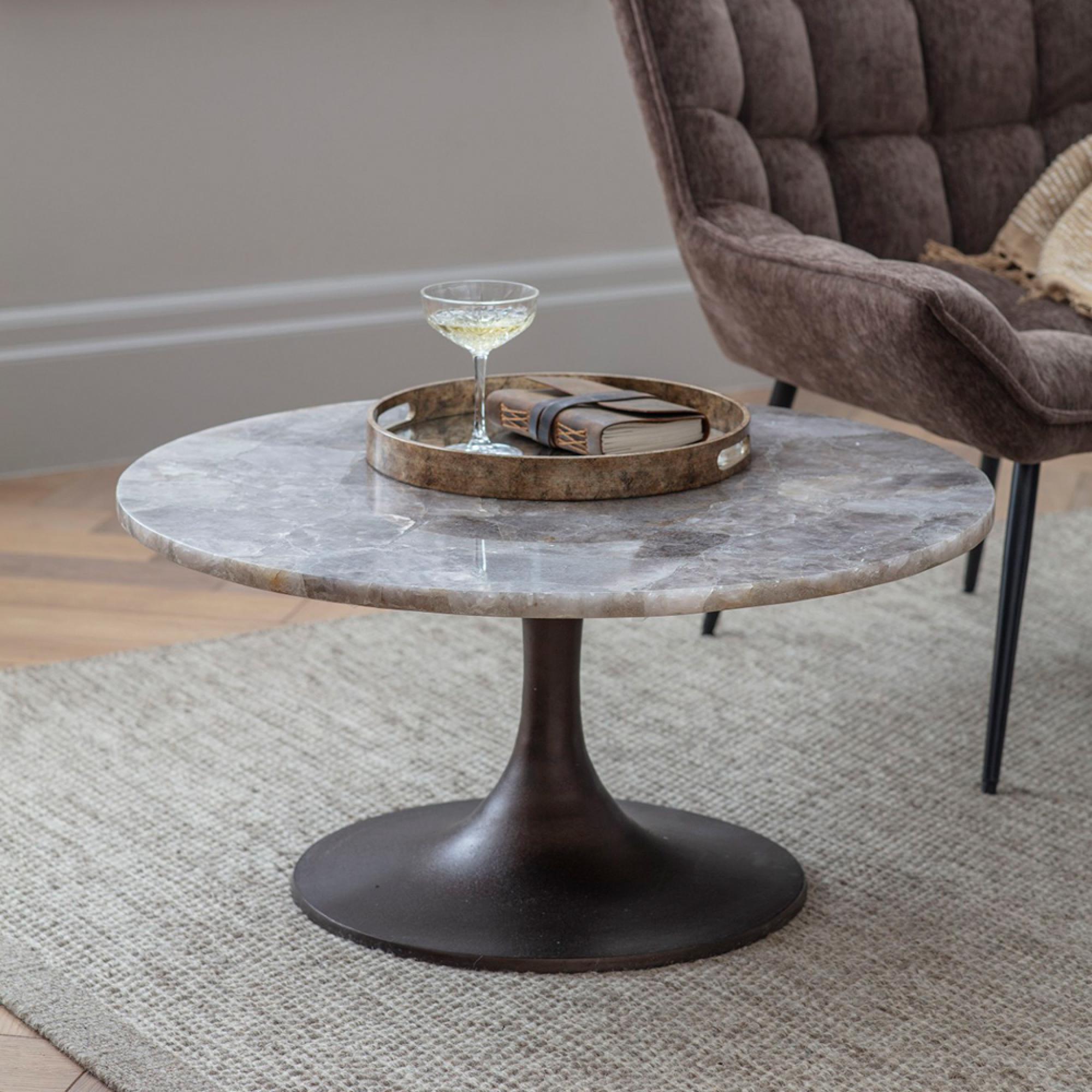 Bosworth Coffee Table - Smokey Quartz - Round