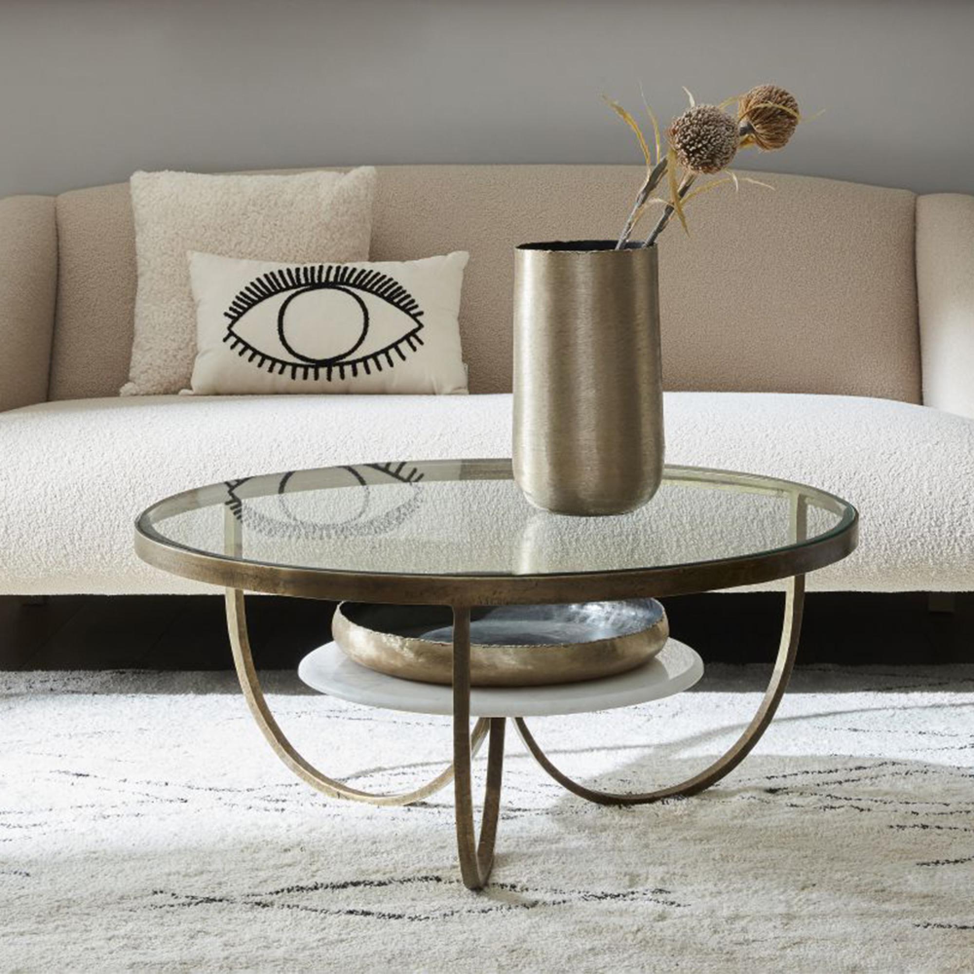 Nolita Coffee Table - Glass and White Marble - Round