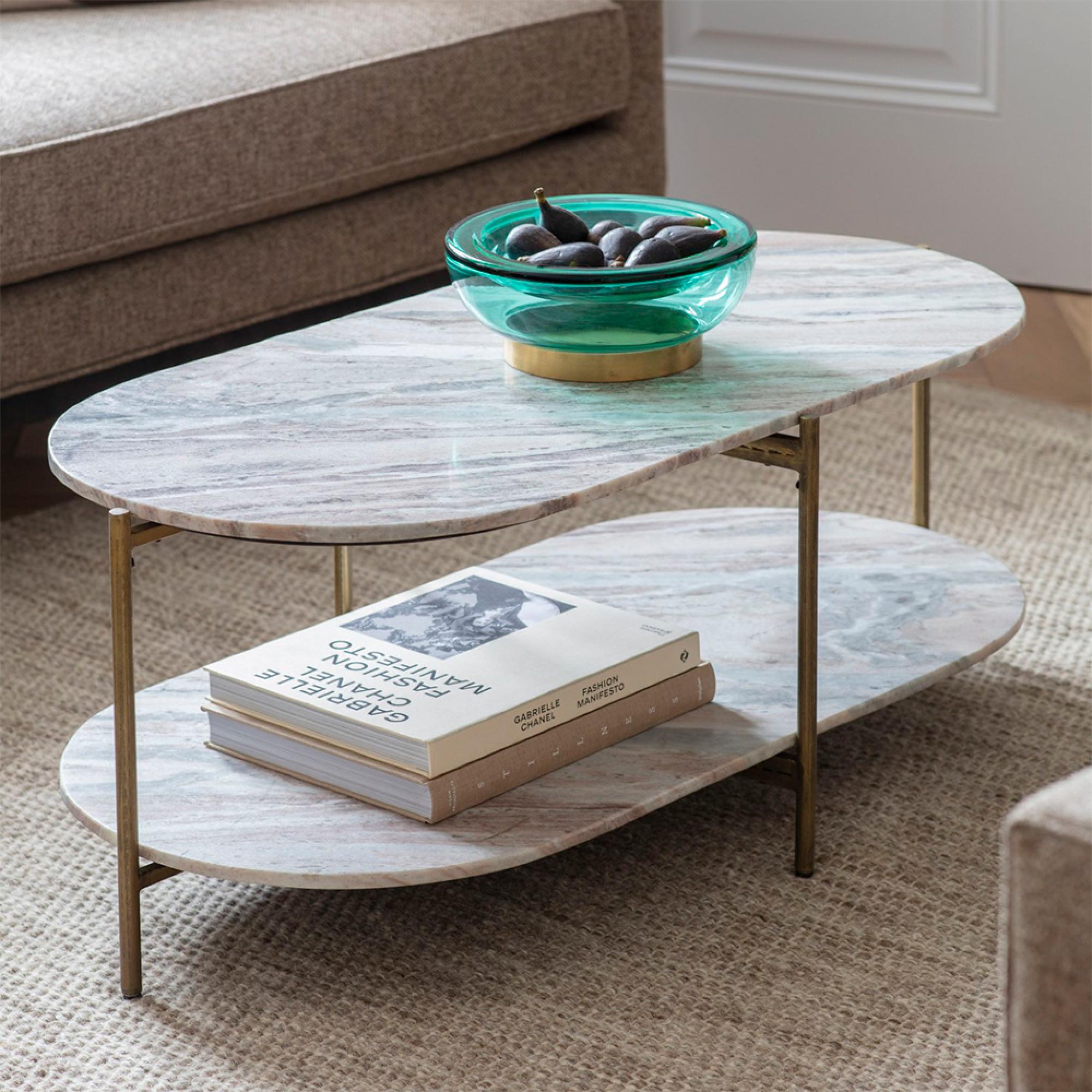Toronto Coffee Table - Grey Marble - Oval