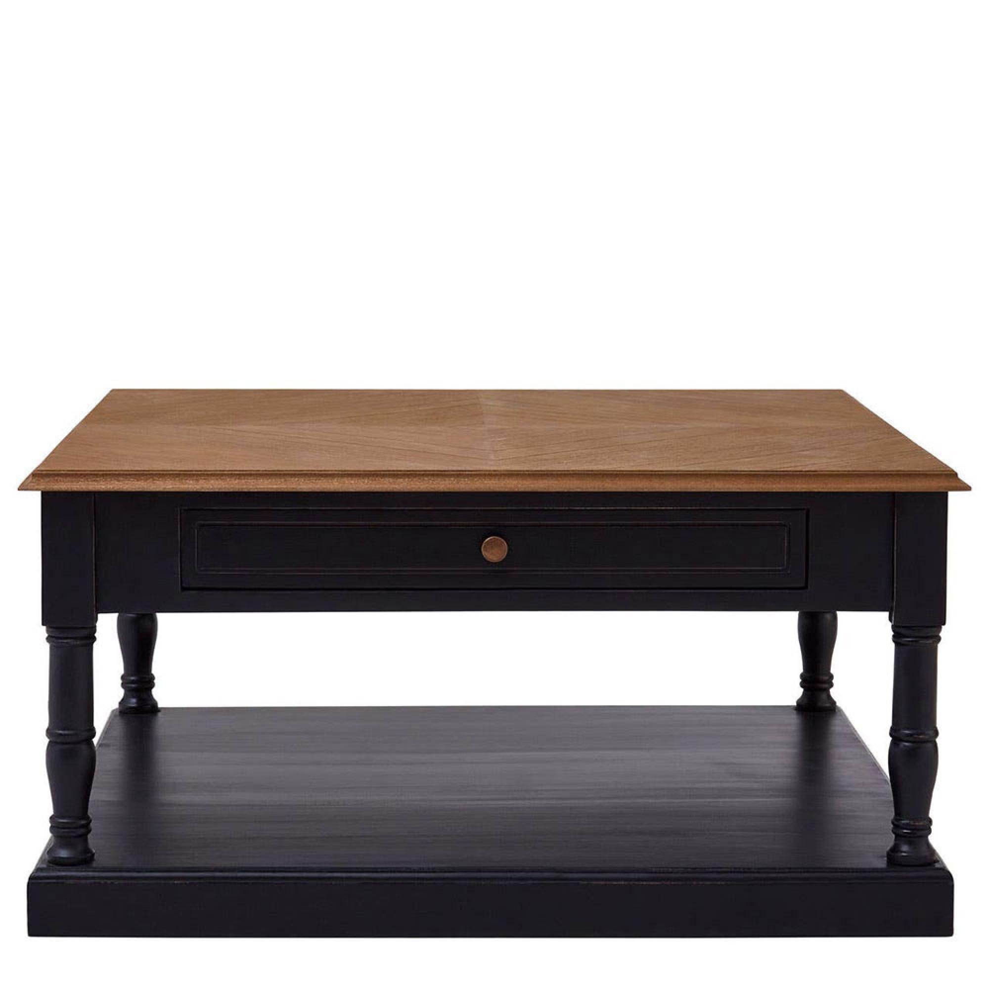 Loire Coffee Table - 1 Drawer - Square - Black and Oak
