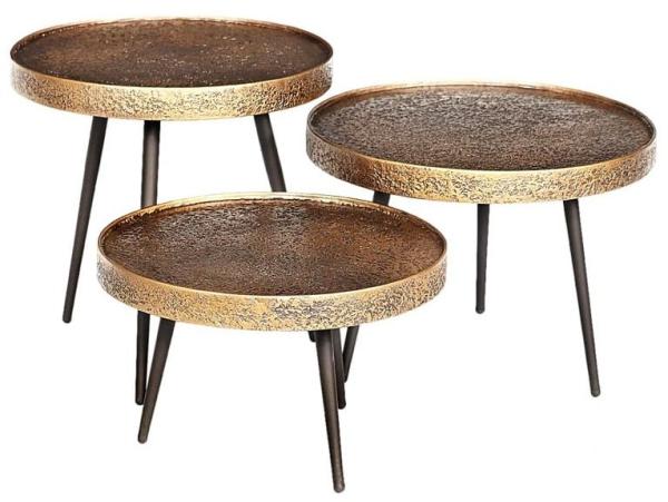 Luton Black and Gold 3 Tier Round Coffee Tables