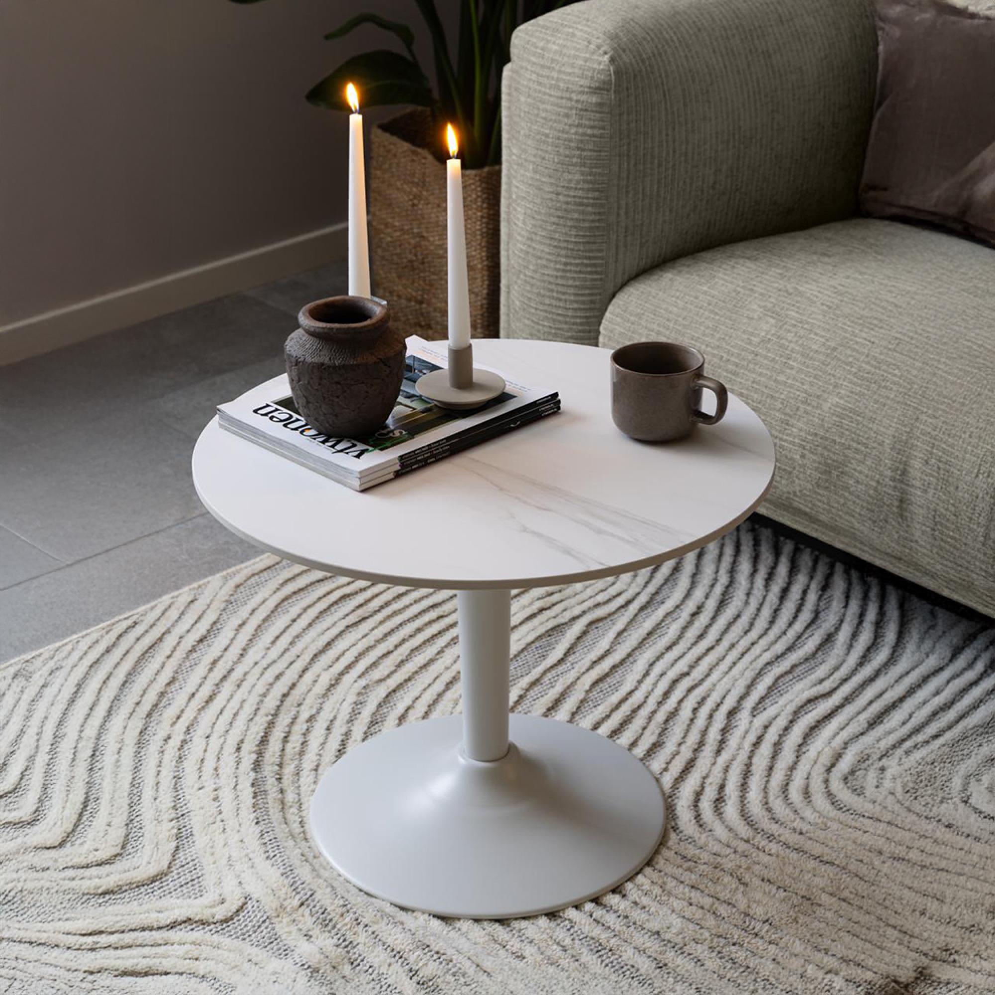 Malta Coffee Table - Round - White Ceramic