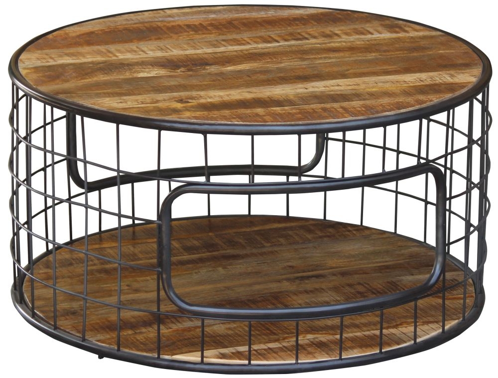 Metro Coffee Table - 90cm - Round - Industrial Style Wooden