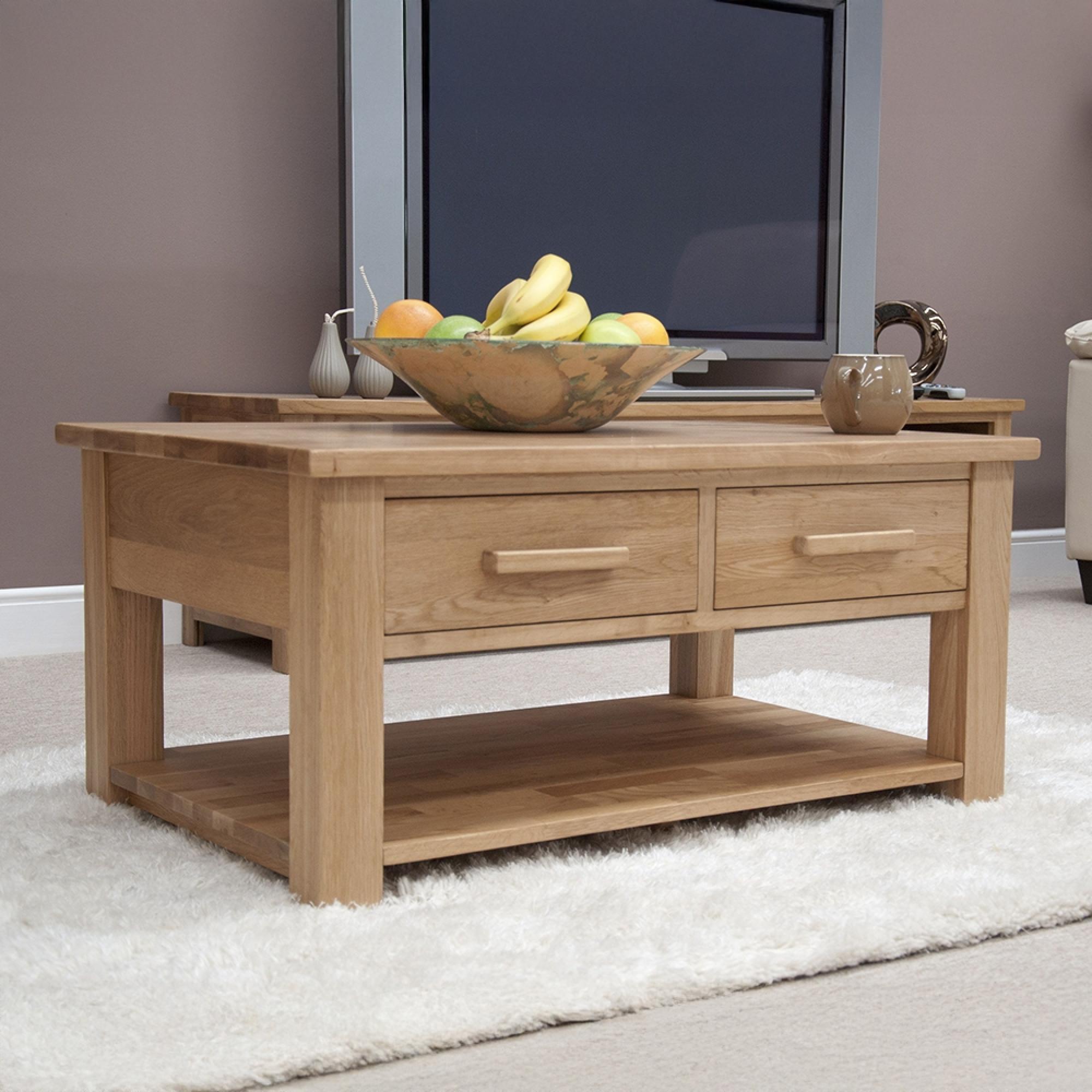 Opus Coffee Table - 2 Drawer - Oak