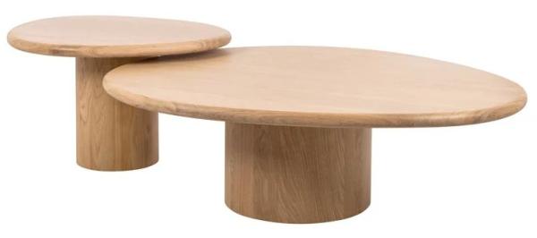 Oakley Natural Oak Curved 2 Tier Coffee Tables