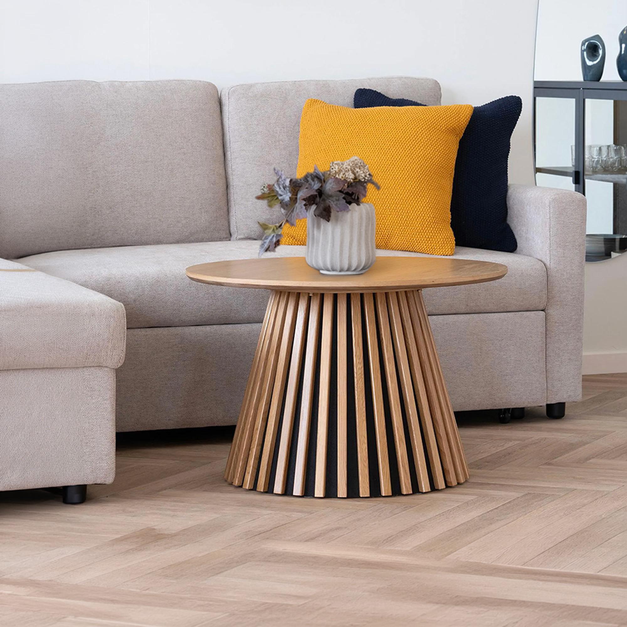 Osaka Round Coffee Table - Slatted Base - Oak