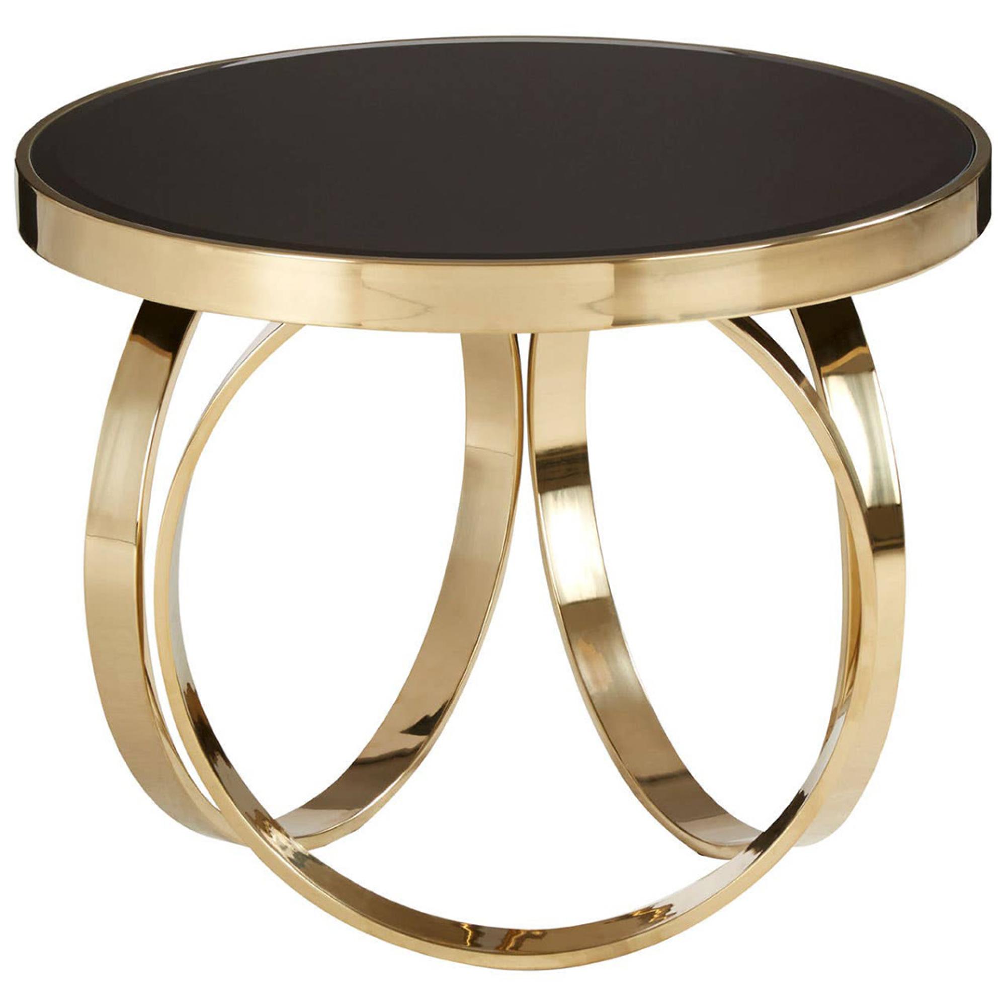 Ragusa Coffee Table - Black Glass Round with Ring Gold Base