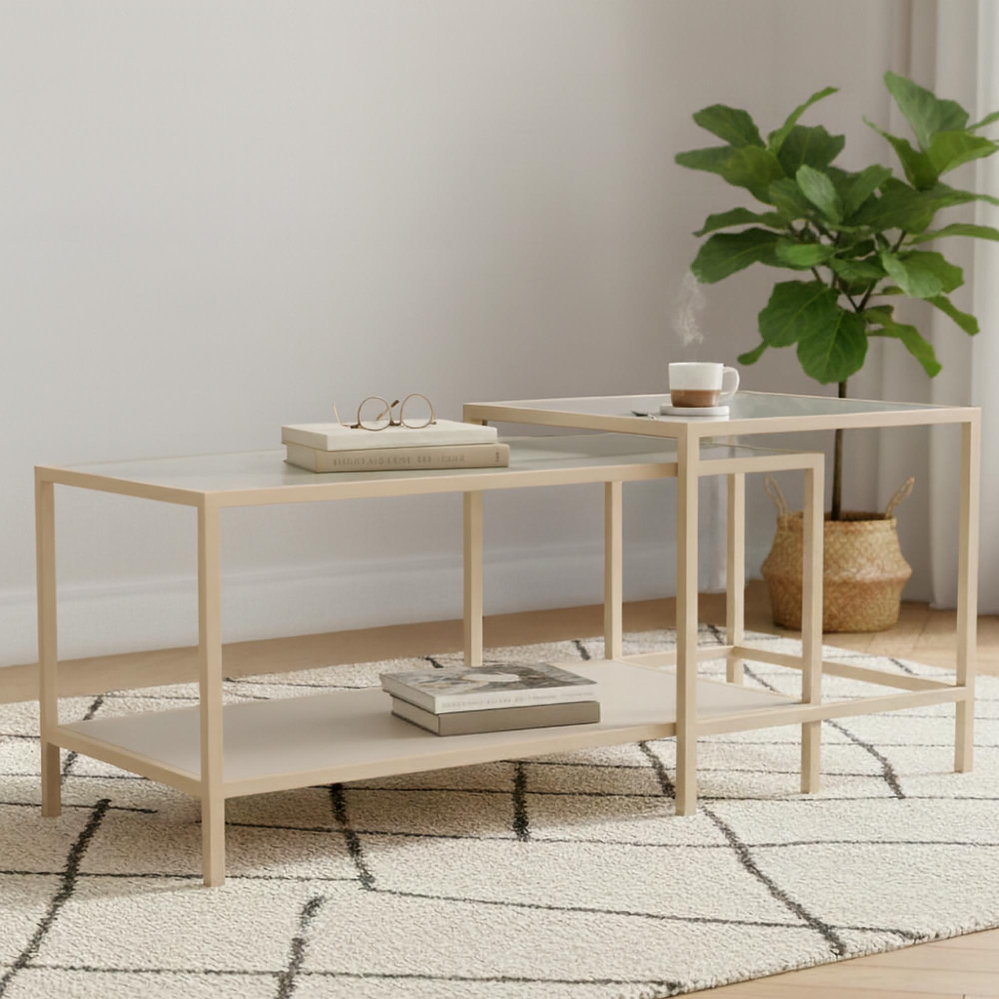 Seaford Coffee Table - Round - Clear Glass and Grey Metal