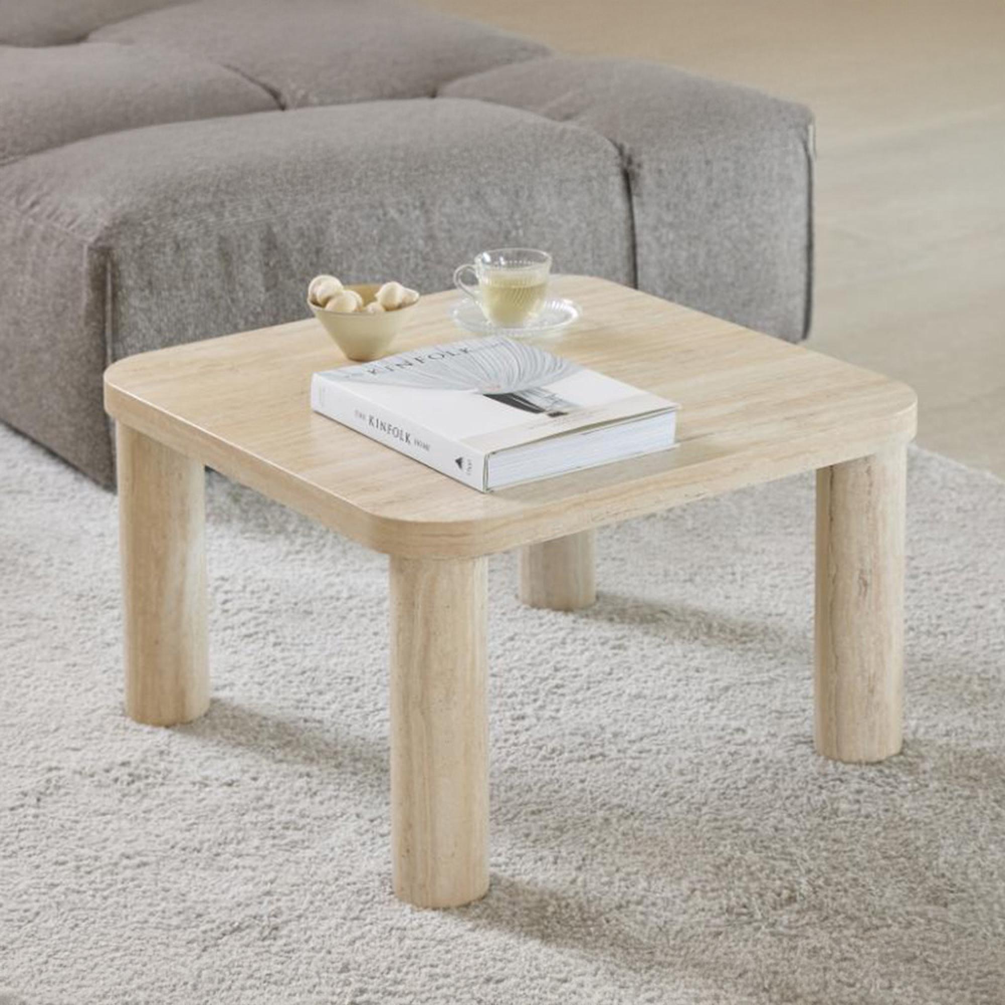 Solano Coffee Table - Square - Travertine Effect