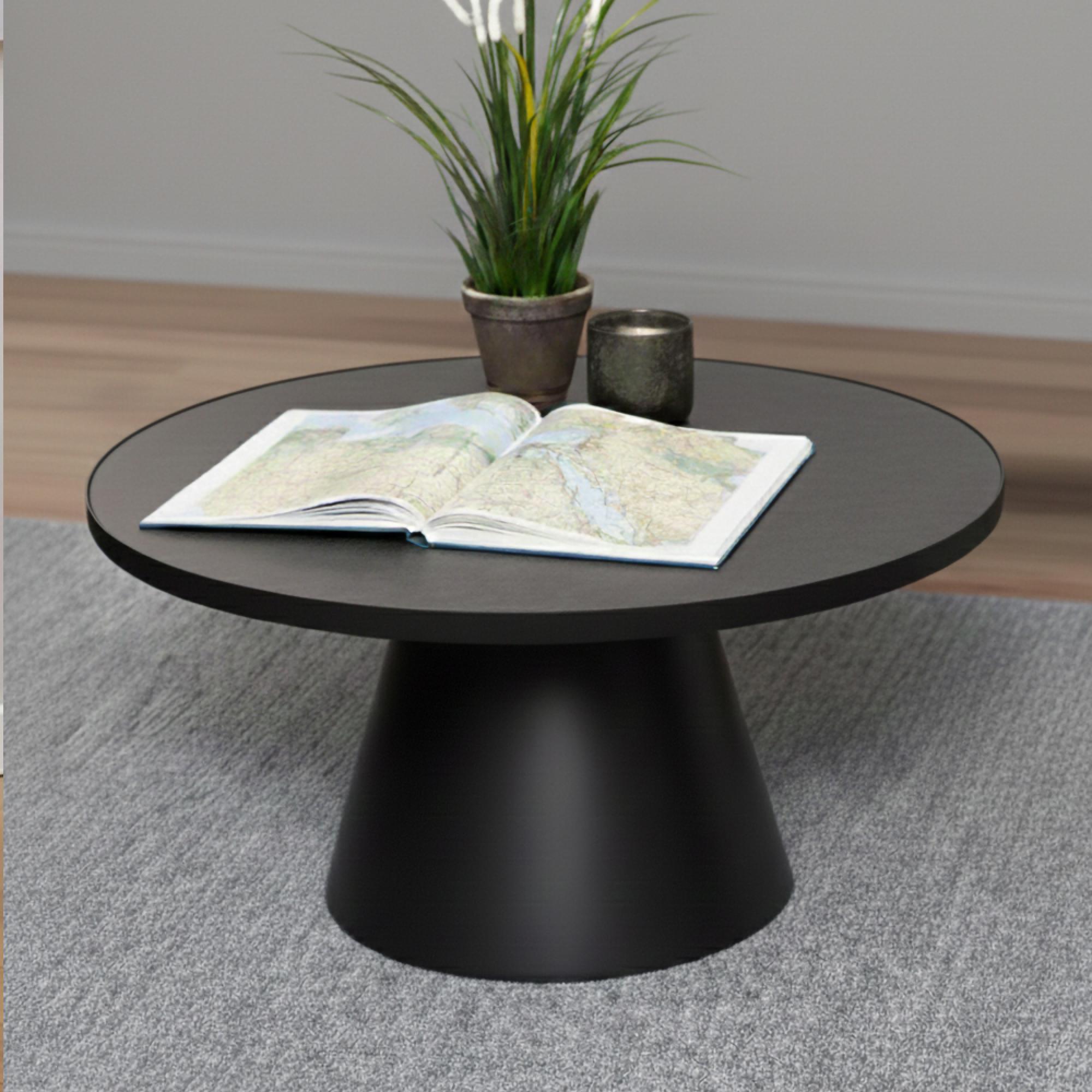 Soli Coffee Table - Round - Black Ceramic - Large