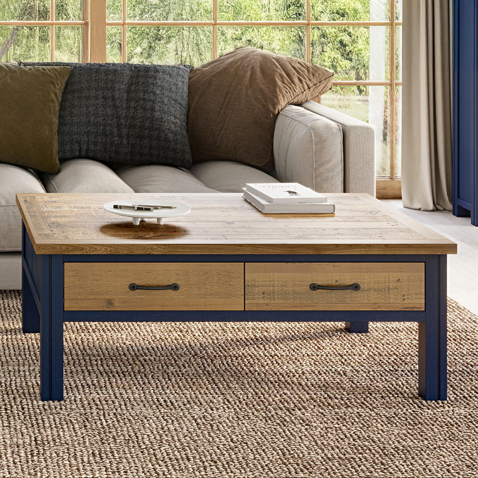 Splash Blue Coffee Table - 4 Drawer