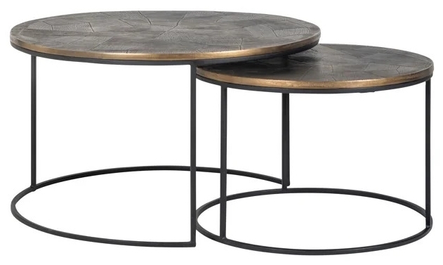 Tulum Brushed Gold 2 Tier Round Coffee Tables