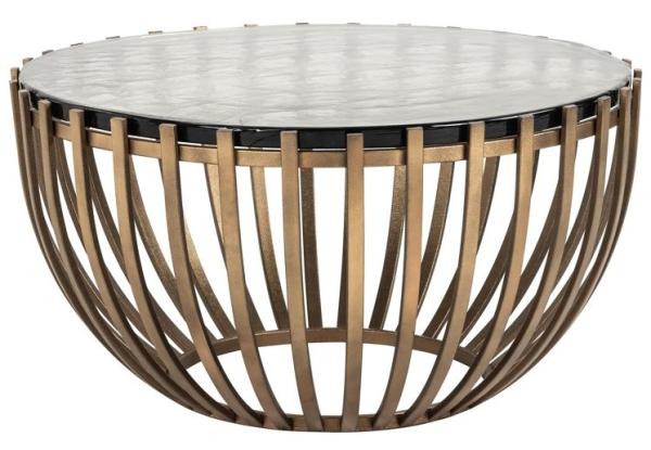 Volante Glass and Gold Round Coffee Table
