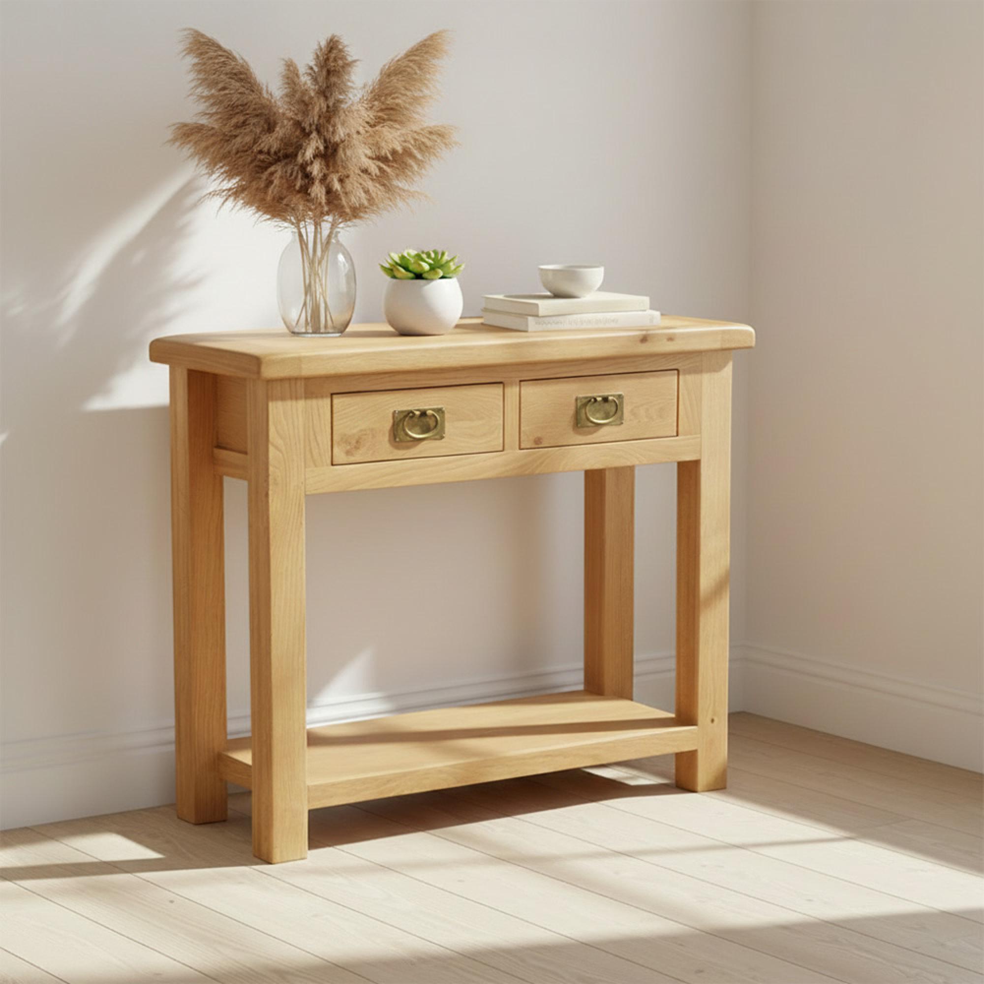 Salisbury Premium Console Table - 2 Drawer - Oak