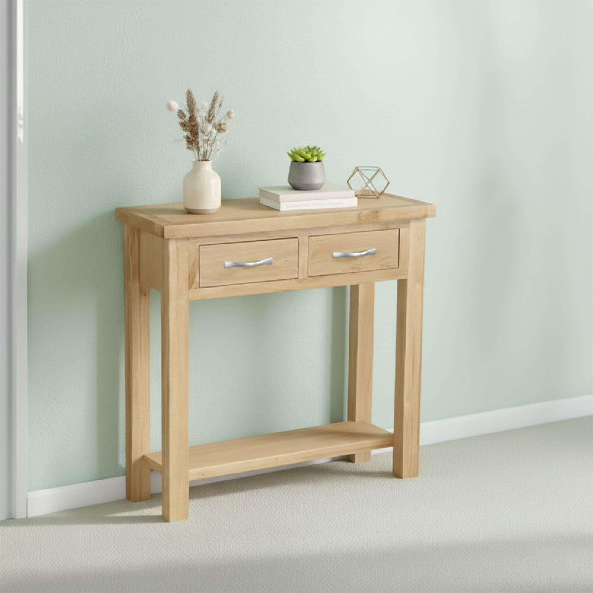 New Trinity Console Table - 2 Drawer - Natural Oak
