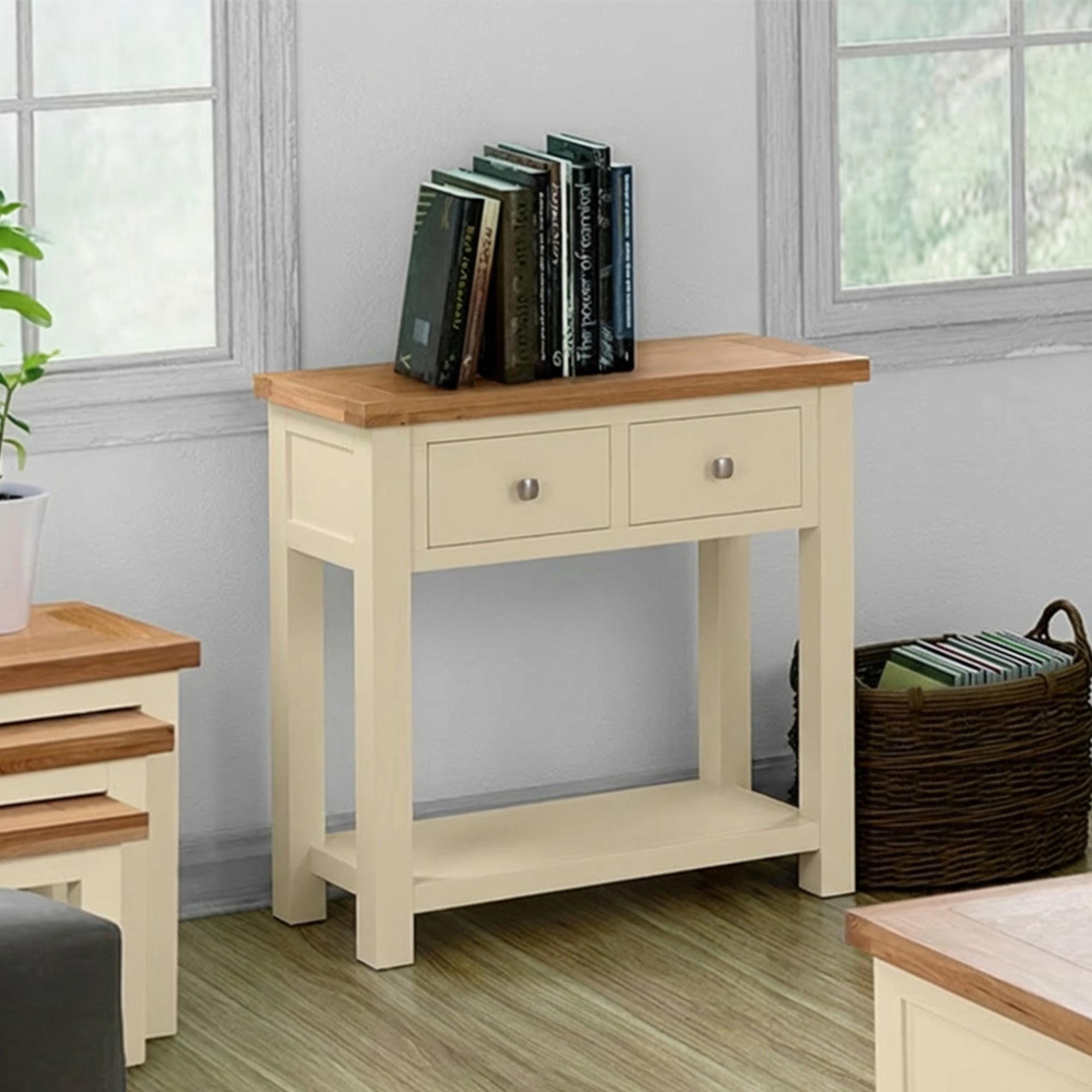 Lundy Console Table - 2 Drawer - Ivory Painted