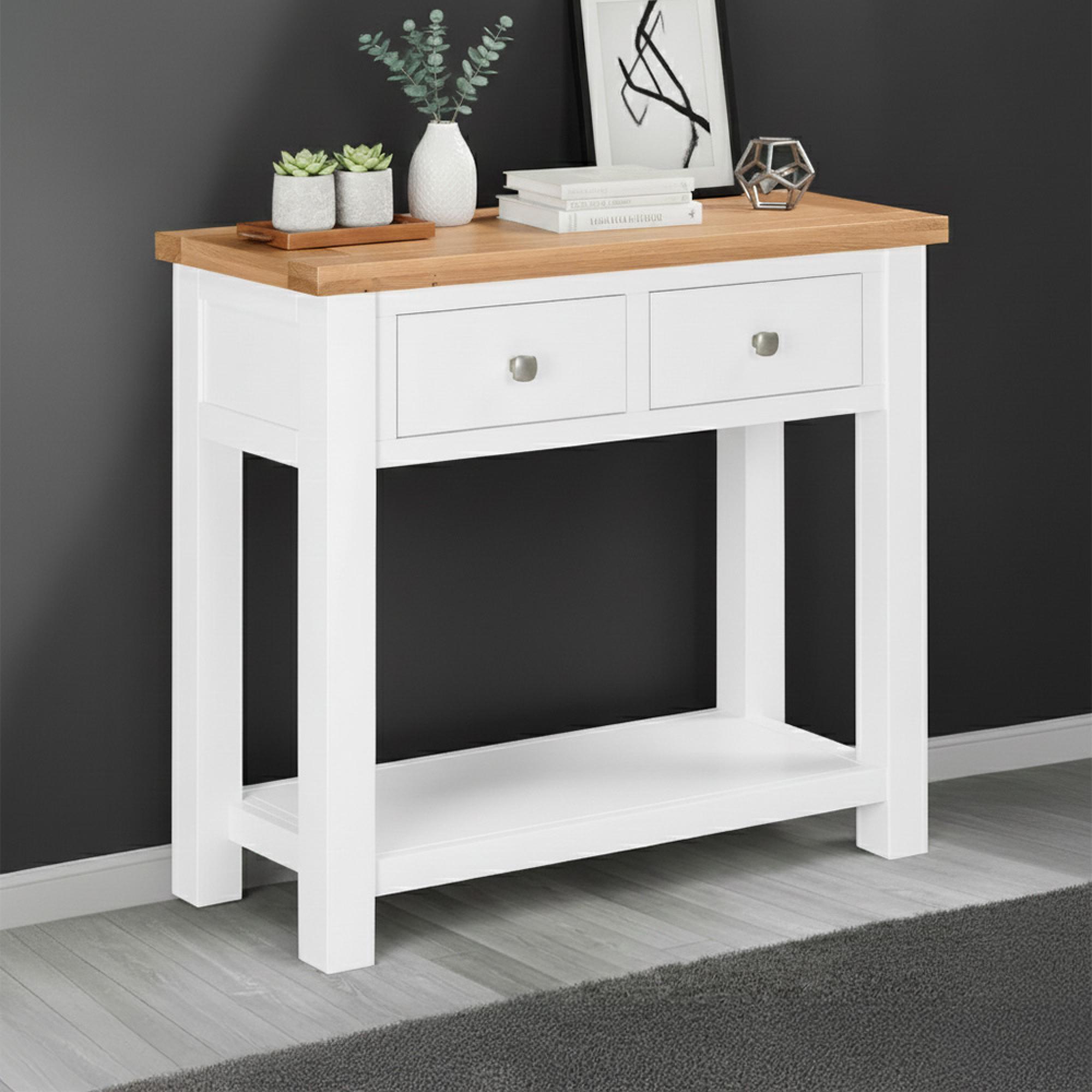Lundy Console Table - 2 Drawer - White Painted