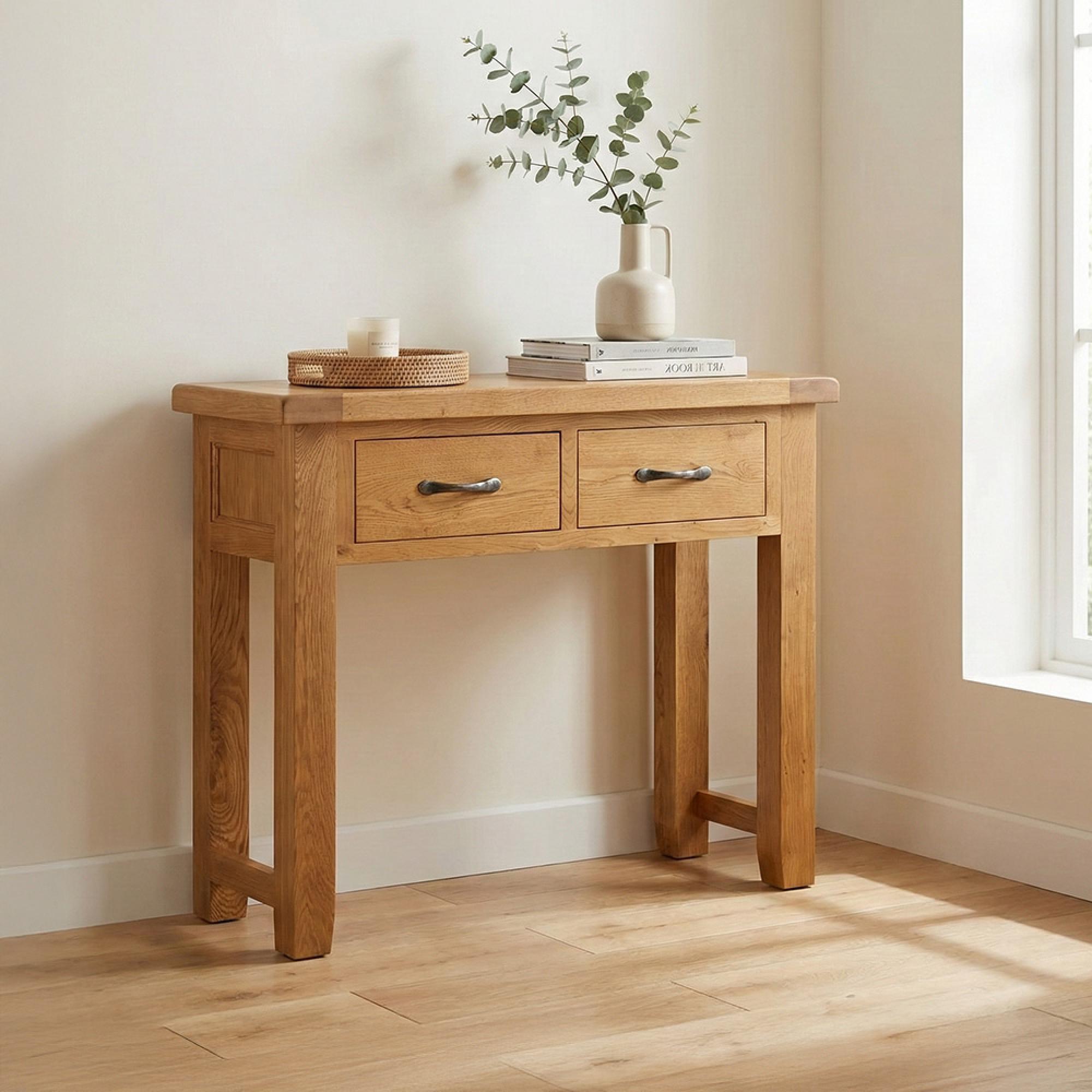Somer Console Table - 2 Drawer - Oak