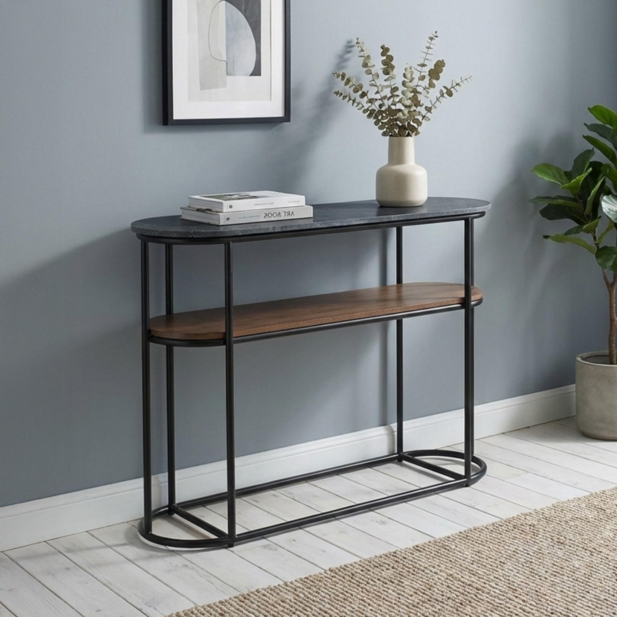 Buxton Console Table - Oval - Grey Marble