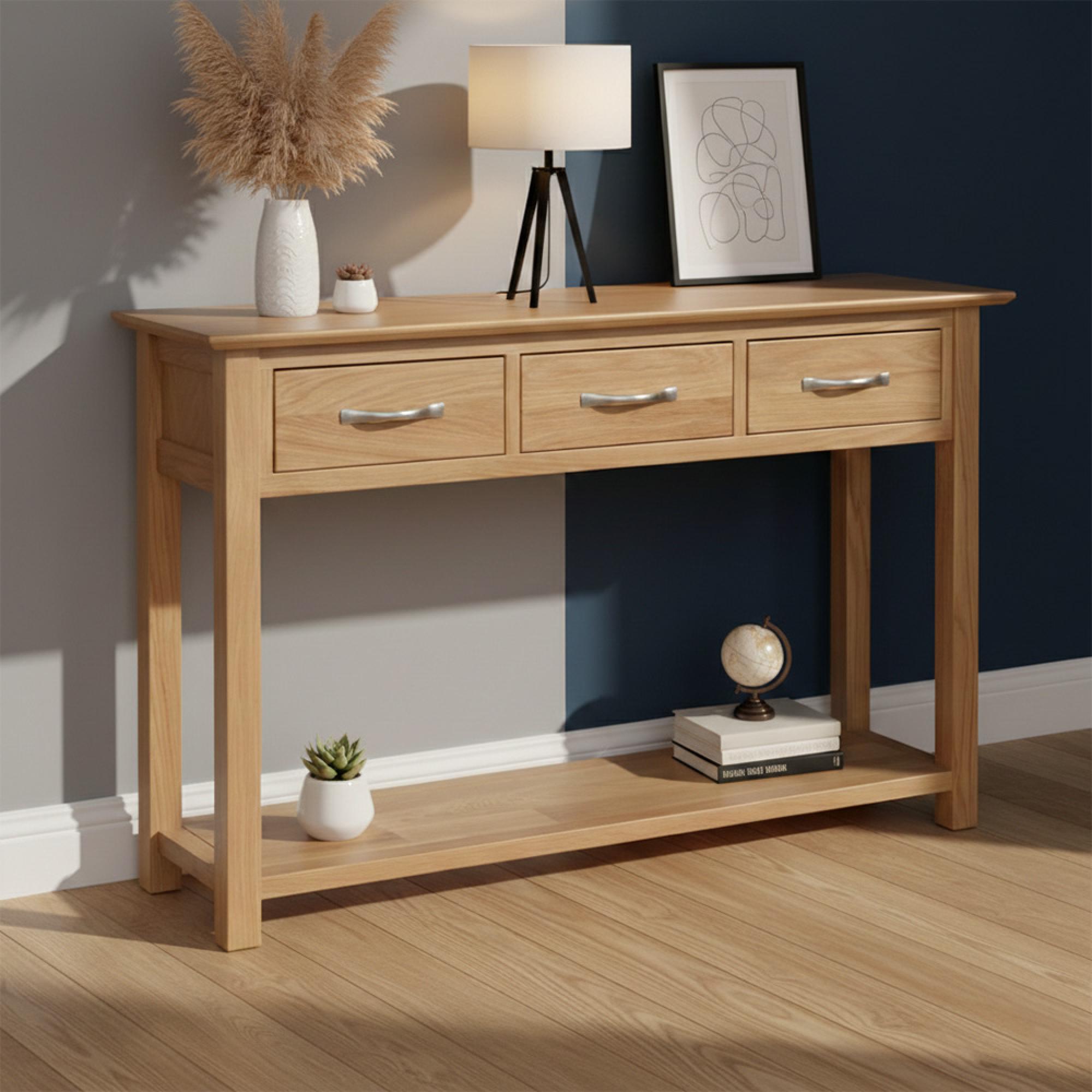 Nimbus Console Table - 3 Drawer - Oak