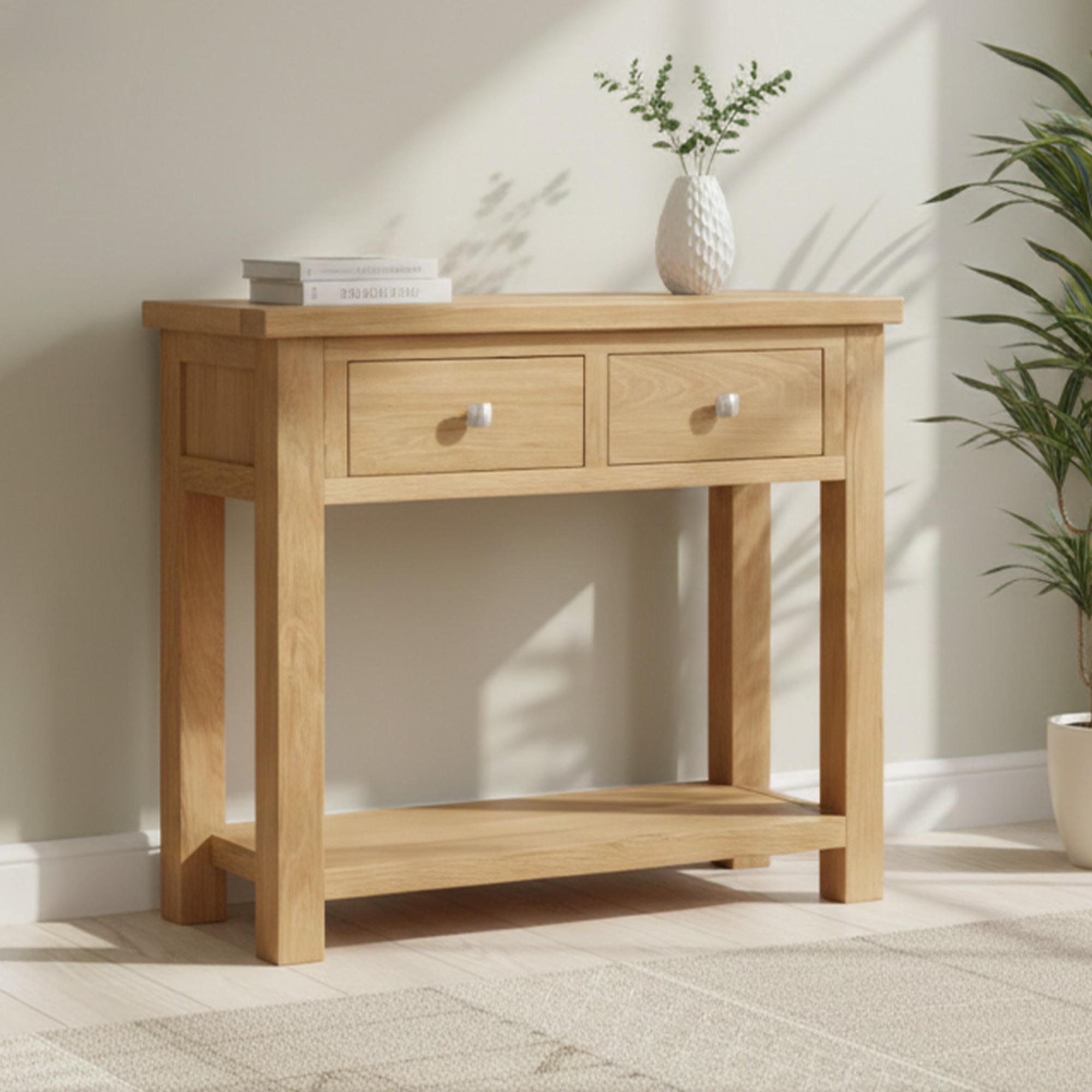 Appleby Console Table - 2 Drawer - Small - Oak