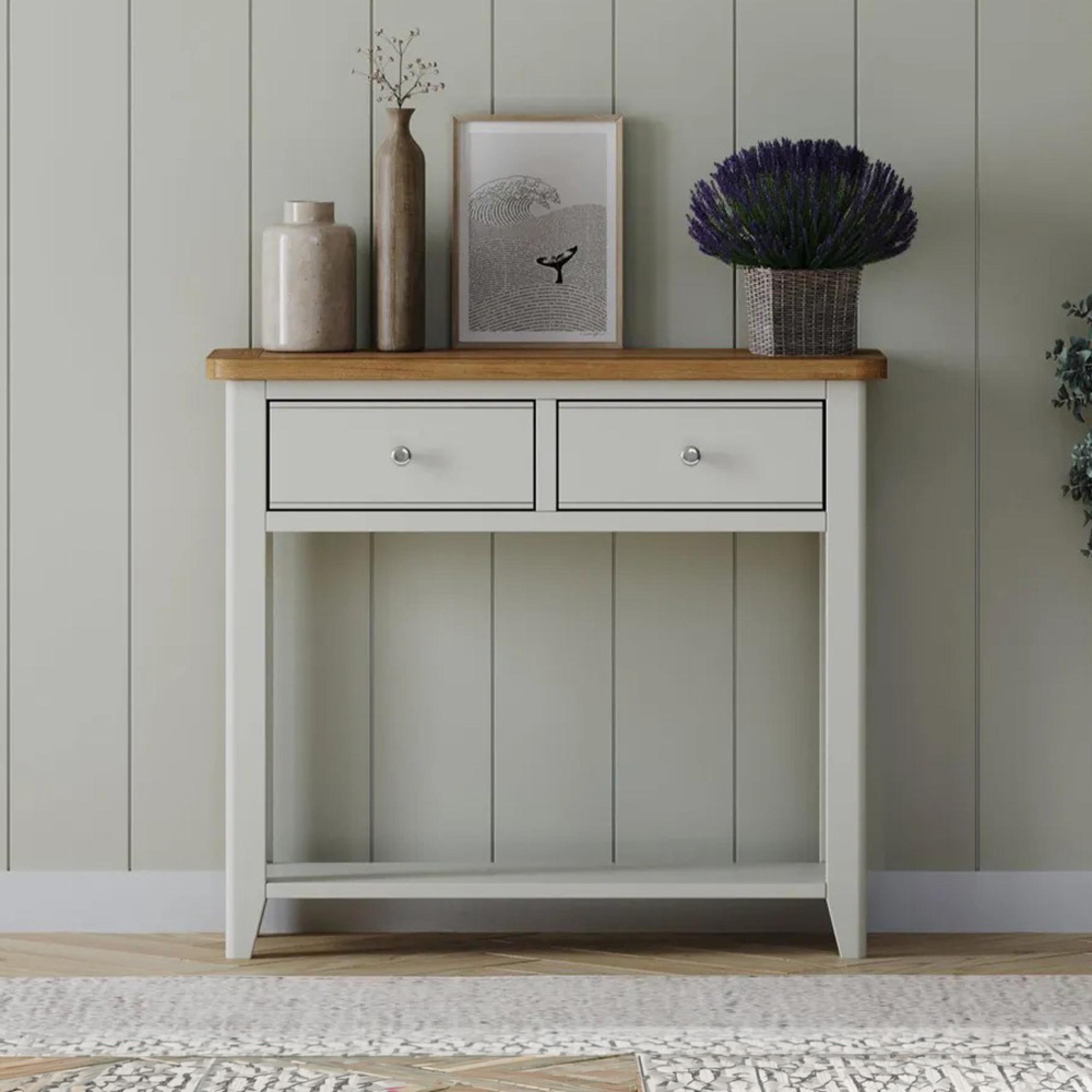 Arden Grey Painted 2 Drawer Console Table