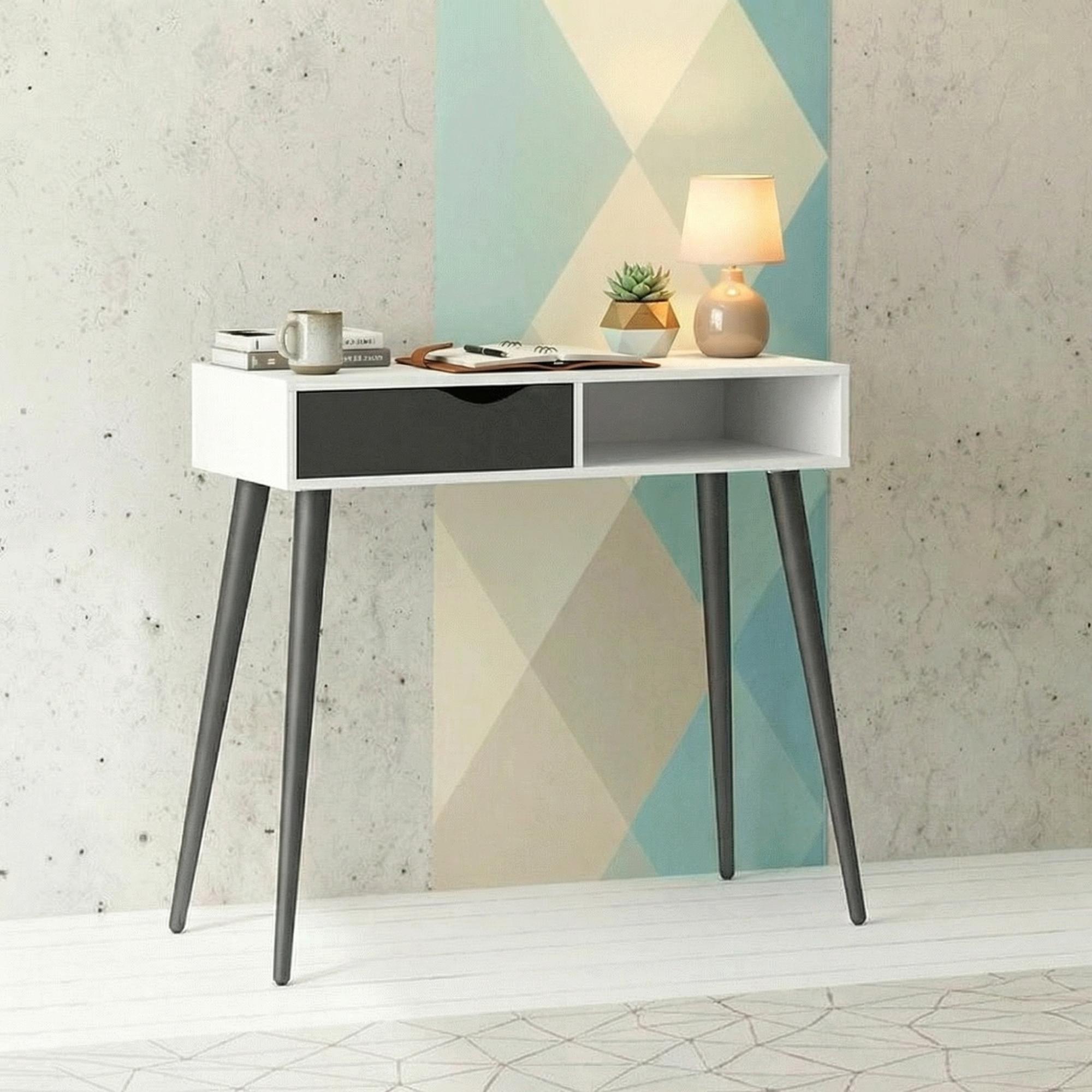 Oslo Console Table - 1 Drawer - White and Black