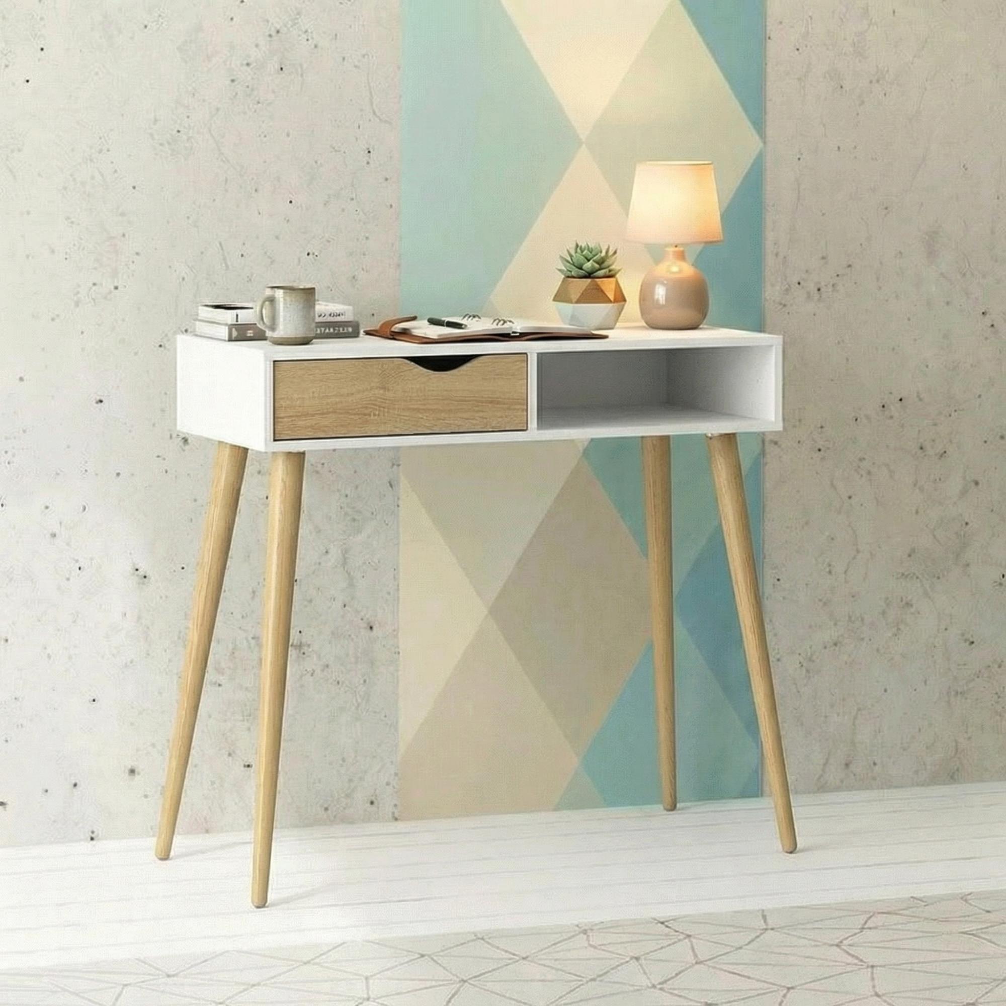 Oslo Console Table - 1 Drawer - White and Oak