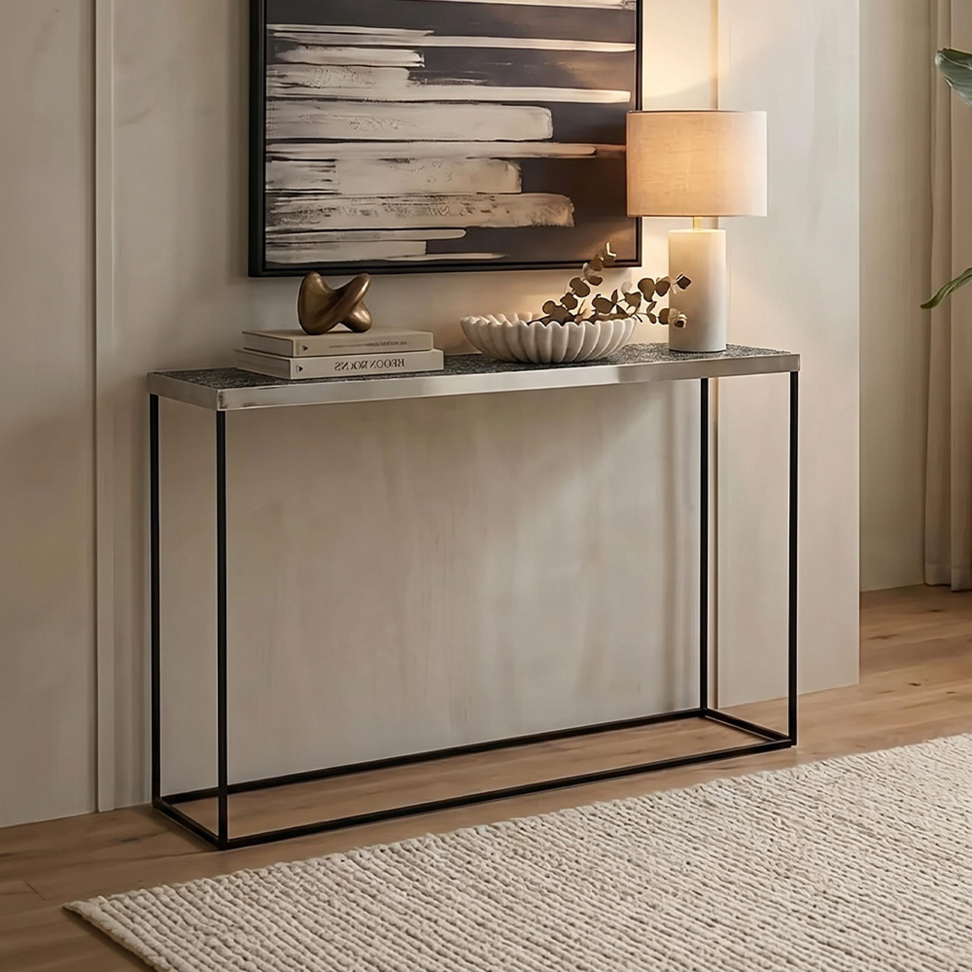 Akola Console Table - Glass and Silver