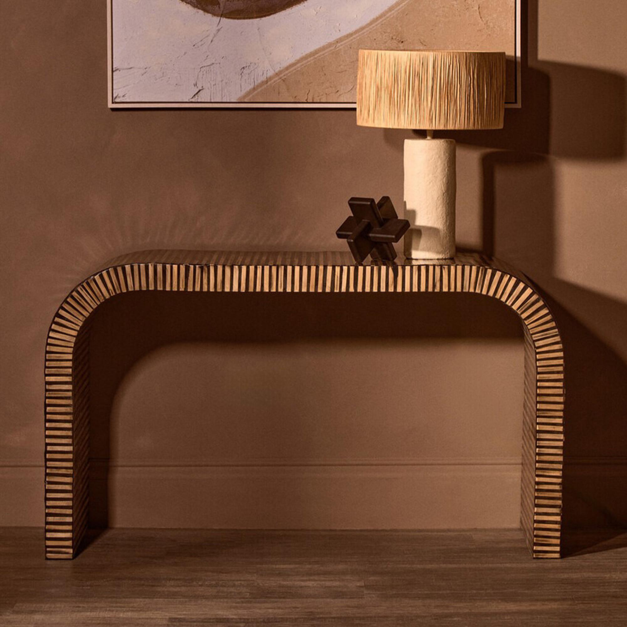 Bambusa Console Table - Curved - Bamboo Inlay
