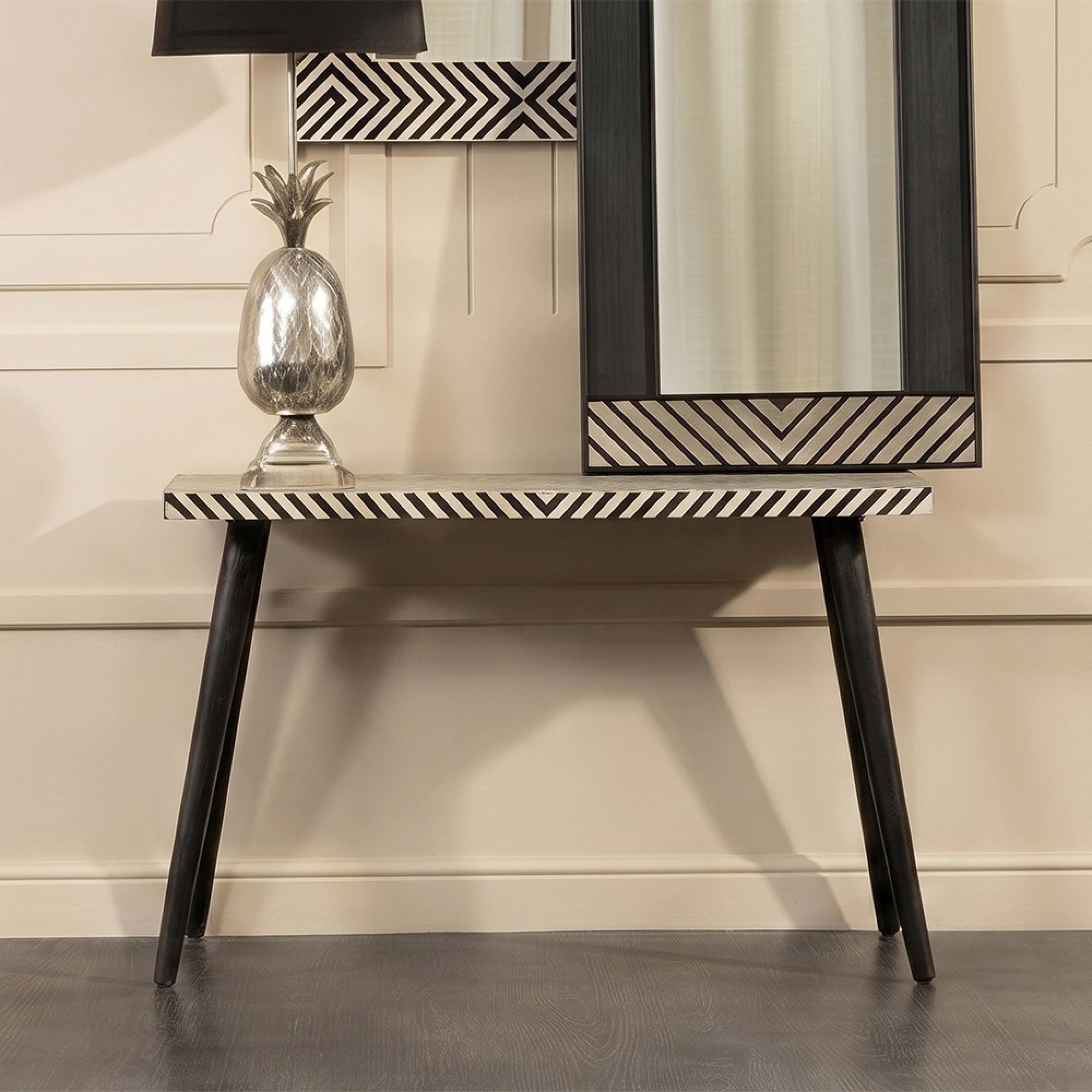 Boho Console Table - Black Bone Inlay - 110cm