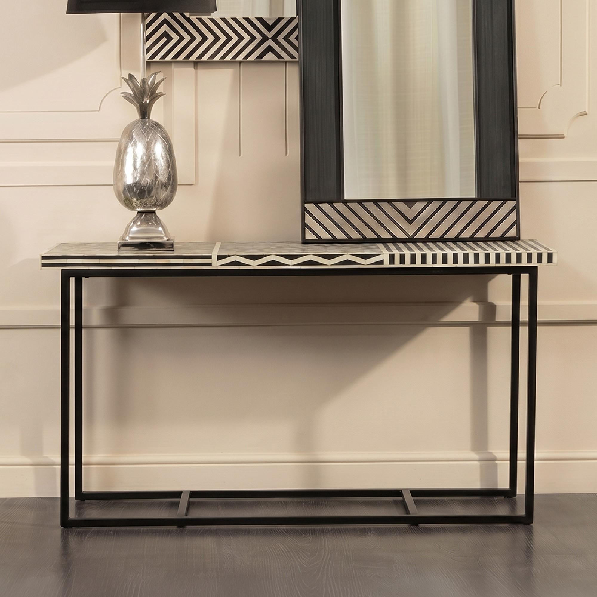 Boho Console Table - Black Bone Inlay - 120cm