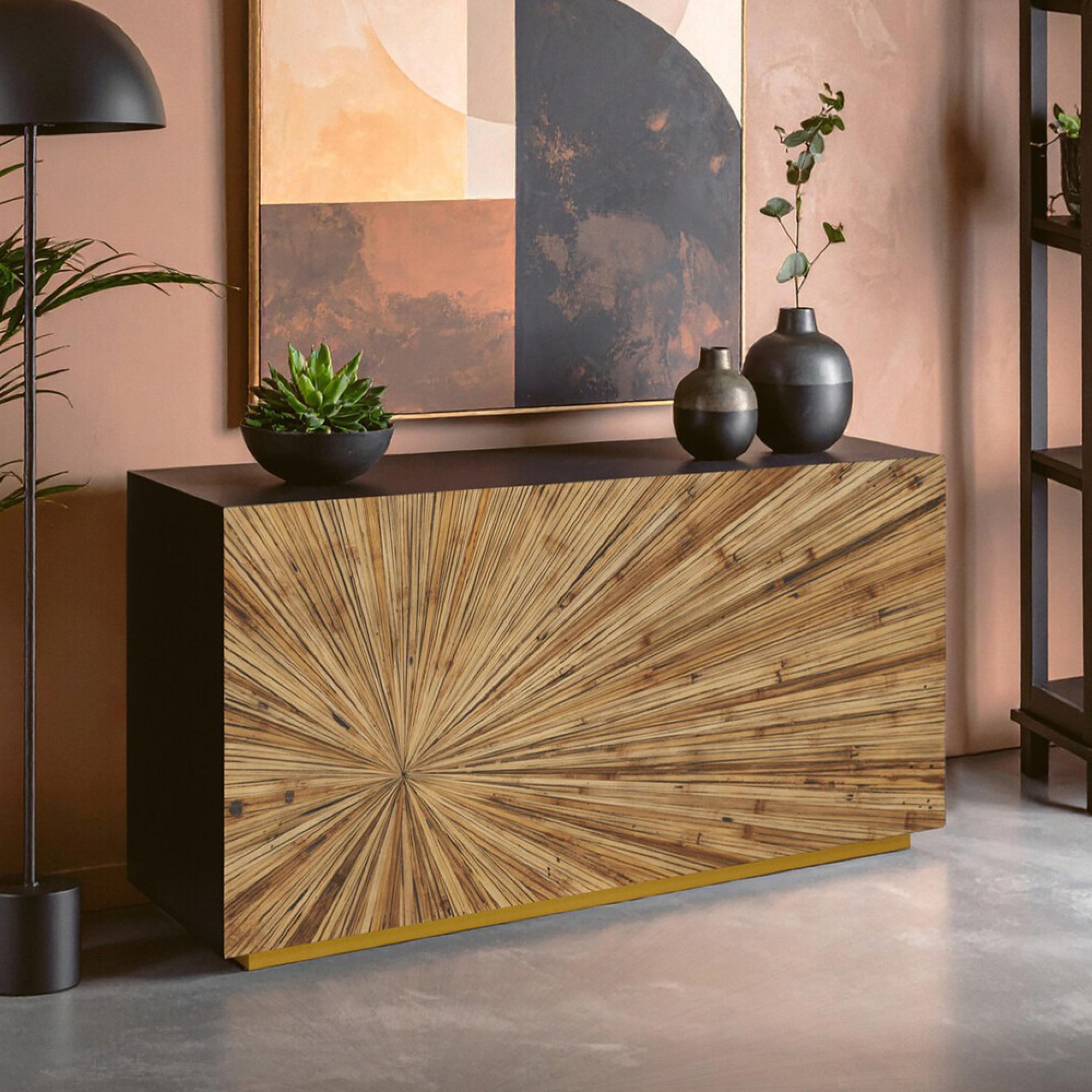 Gabelle Console Table - Dark Bamboo Wood - Sunburst