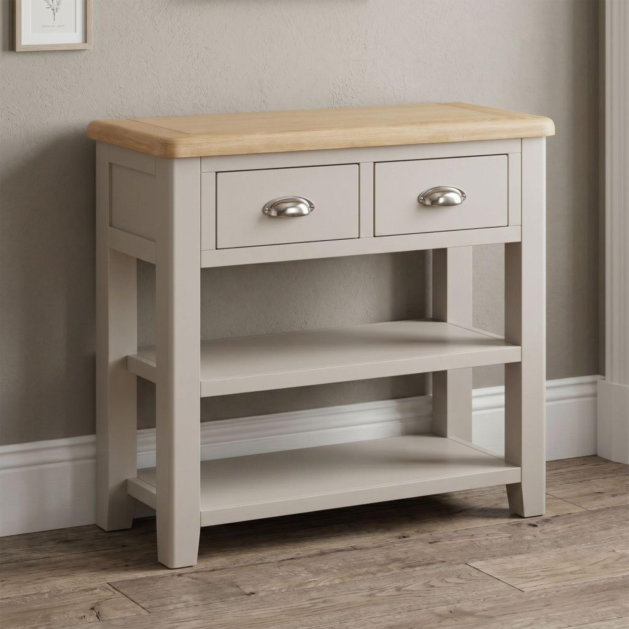 Windermere Painted Console Table - 2 Drawer - Oyster Grey