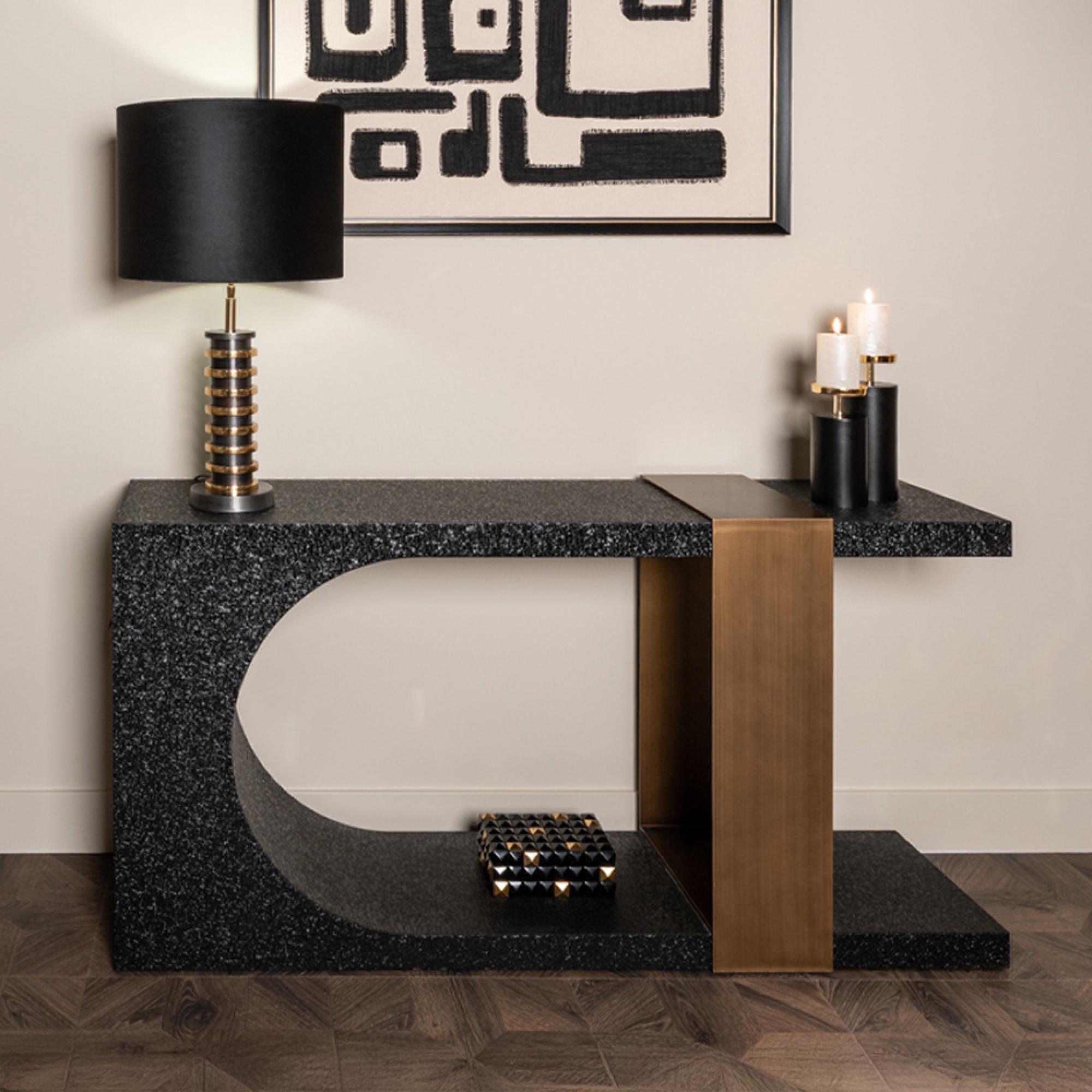 Bazel Console Table - Black and Gold - Metal