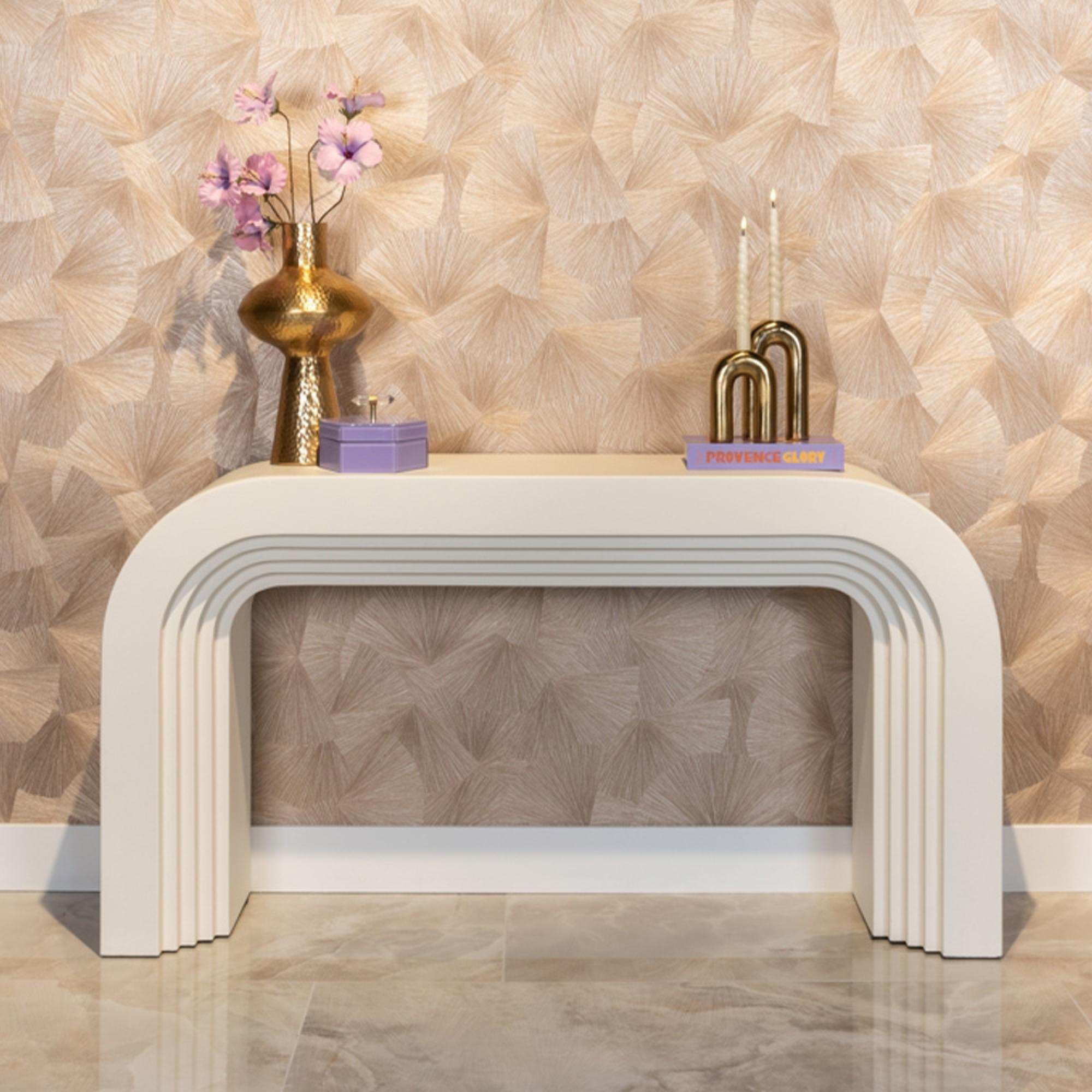 Bloomstone White Lime Plaster Console Table