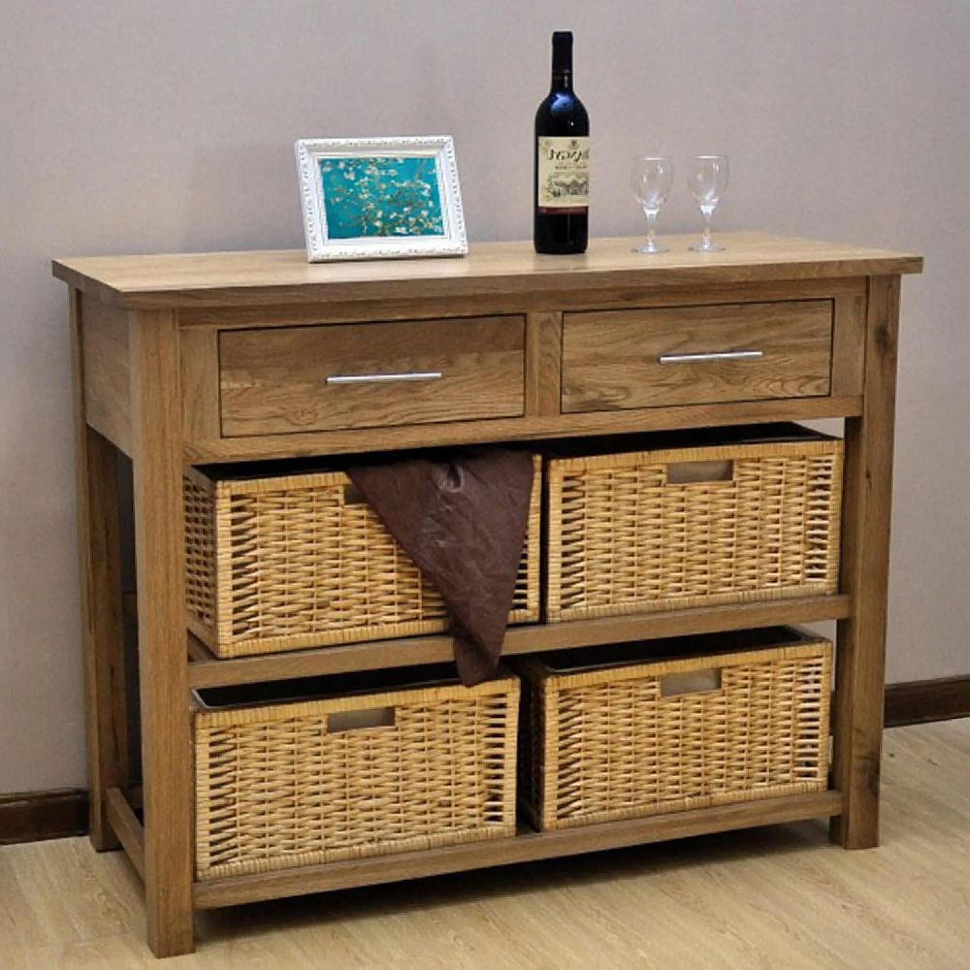 Clearance - Mobel Oak Basket Console Table - FSS17412