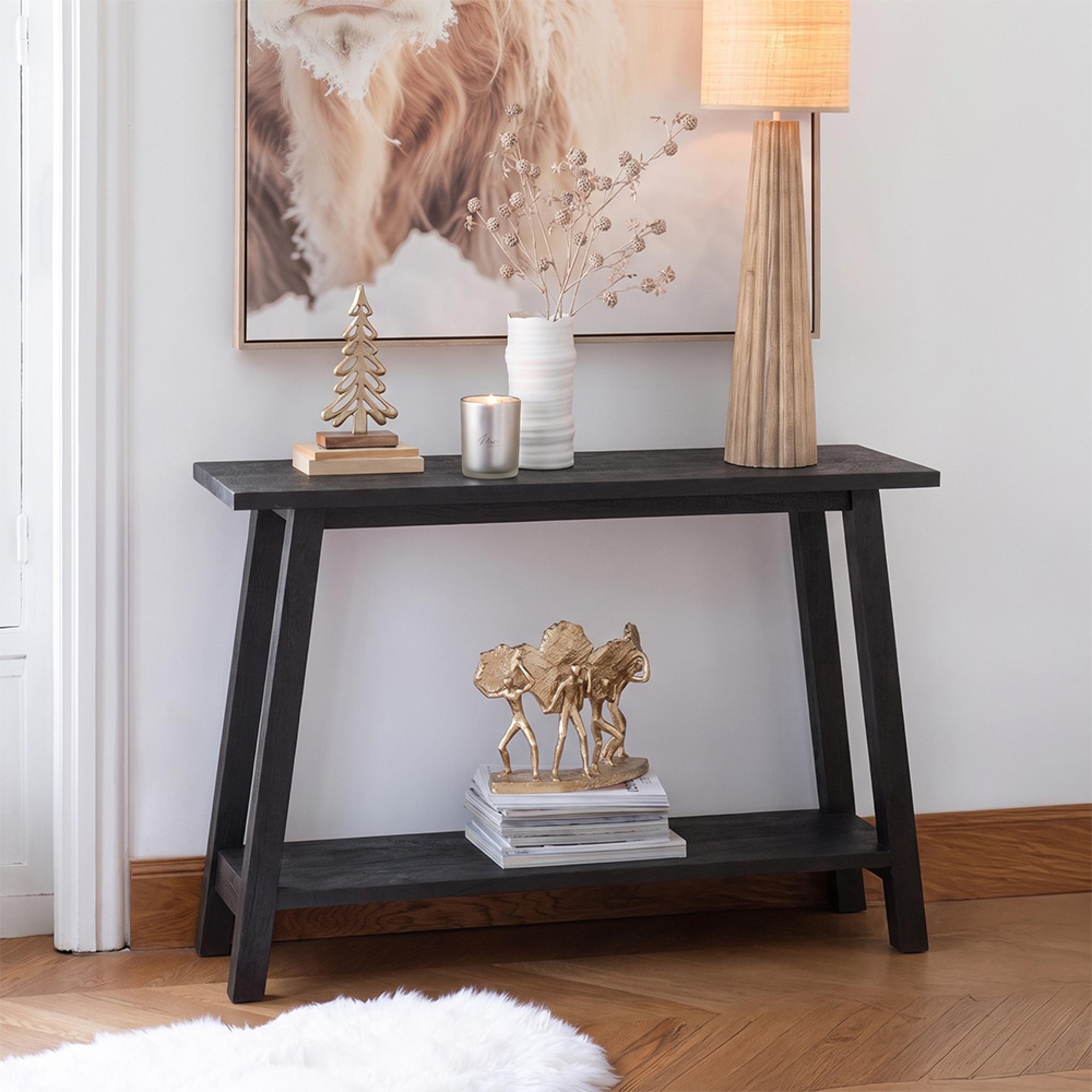 Console Table - Black - Mango Wood