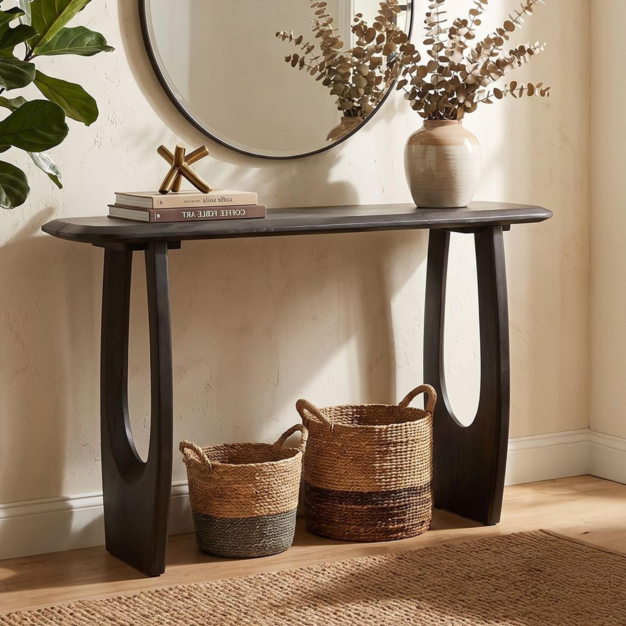 Mark Console Table - Cut Out Legs - Black - Mango Wood
